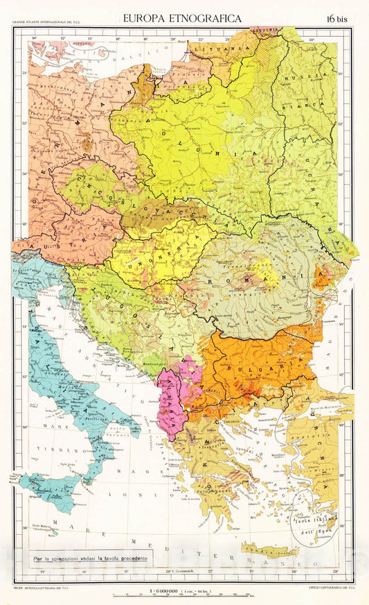 Historic Map : 1929 16 bis. Europa etnografica. - Vintage Wall Art