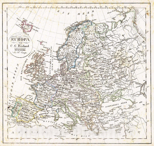 Historic Map : 1822 Europa. - Vintage Wall Art