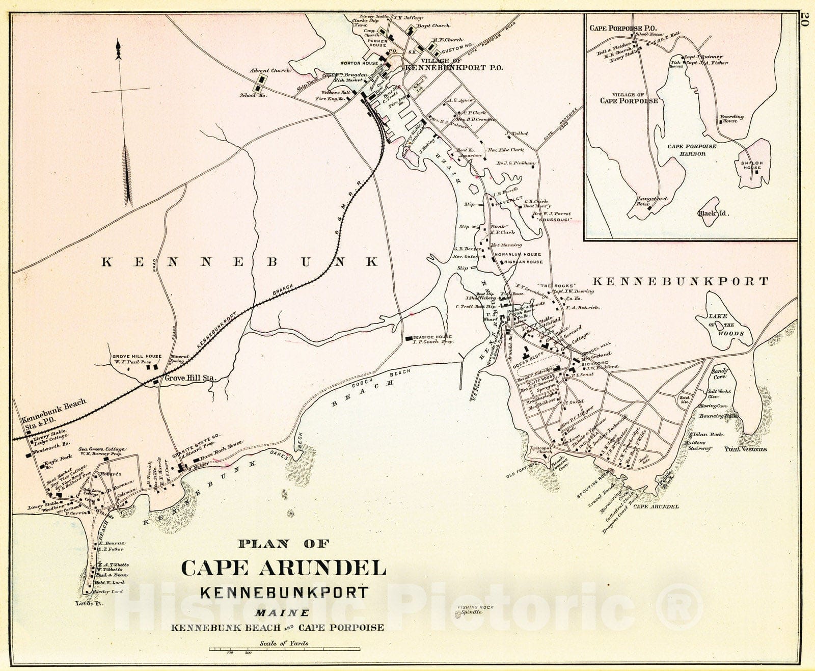 Historic Map : 1894 Cape Arundel, Kennebunkport, Maine. - Vintage Wall Art