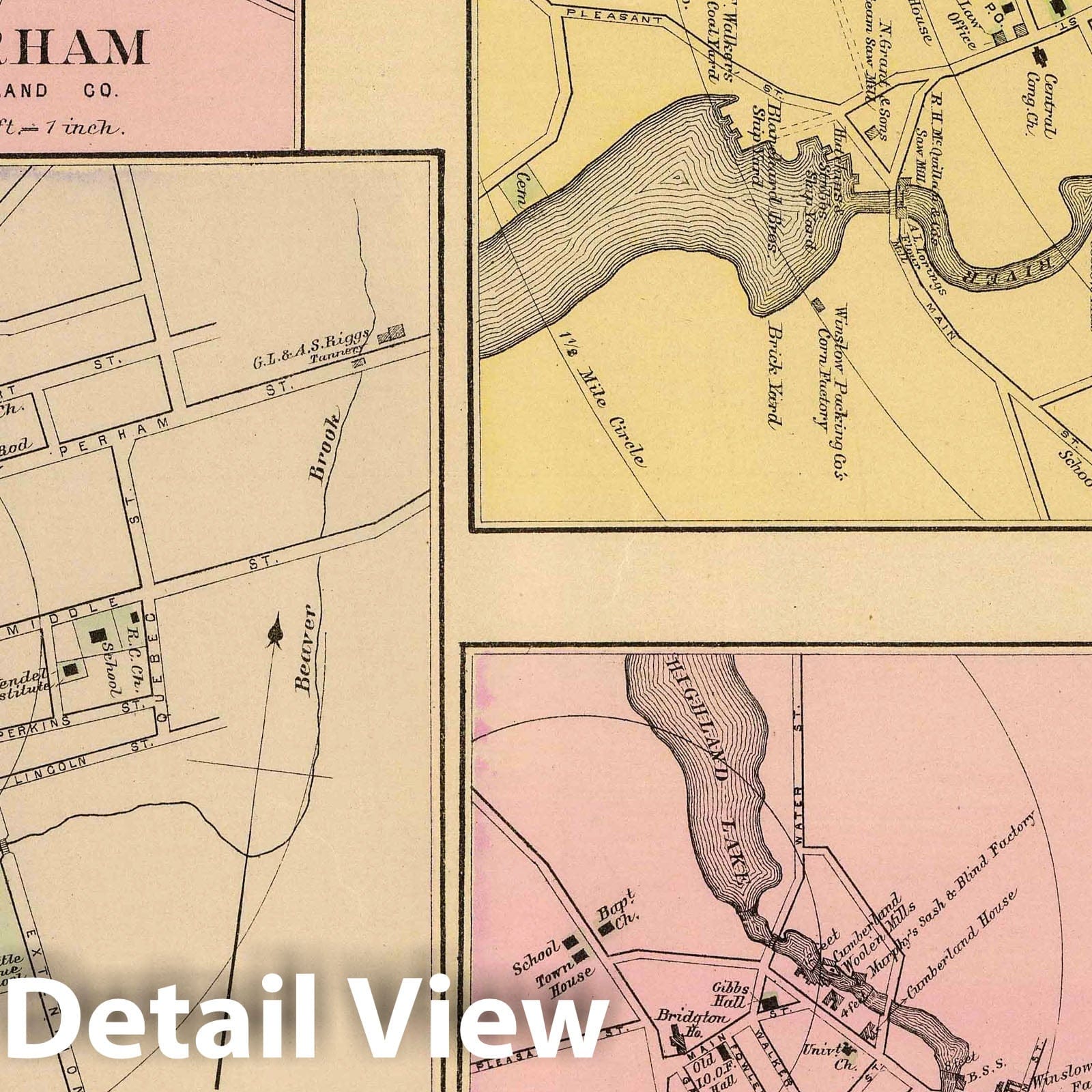 Farmington, Gorham, Yarmouth, Bridgton, Maine - Railroad Map, 1885