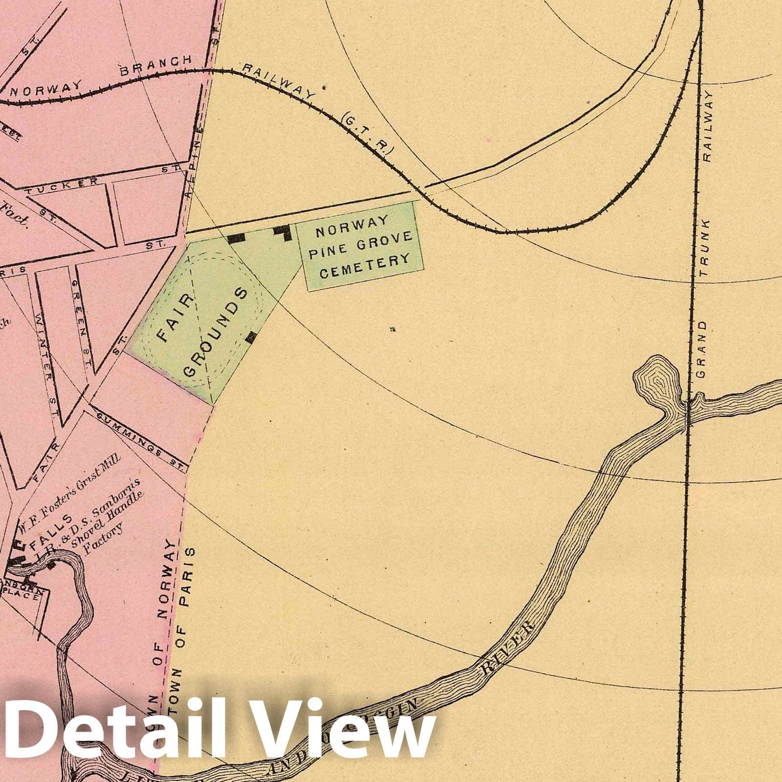 Norway and South Paris, Oxford County, Maine - Railroad Map, 1885