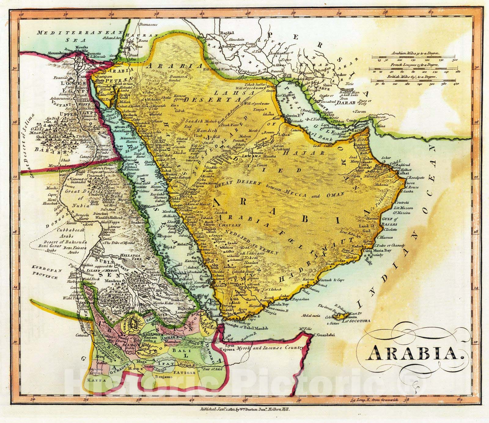 Historic Map : 1812 Arabia. - Vintage Wall Art