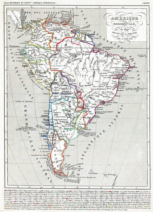 Historic Map : 1844 Amerique Meridionale en 1840. - Vintage Wall Art