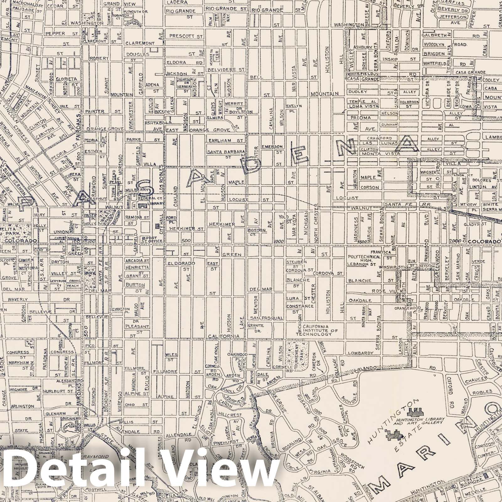 Historic Map - 1938 Thomas Bros. Map of Pasadena, Altadena, South Pasadena and San Marino, California. - Vintage Wall Art