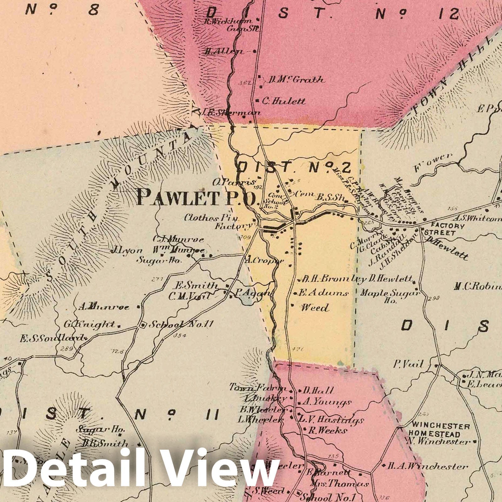 Pawlet, Rutland County, Vermont - Property Map, 1869