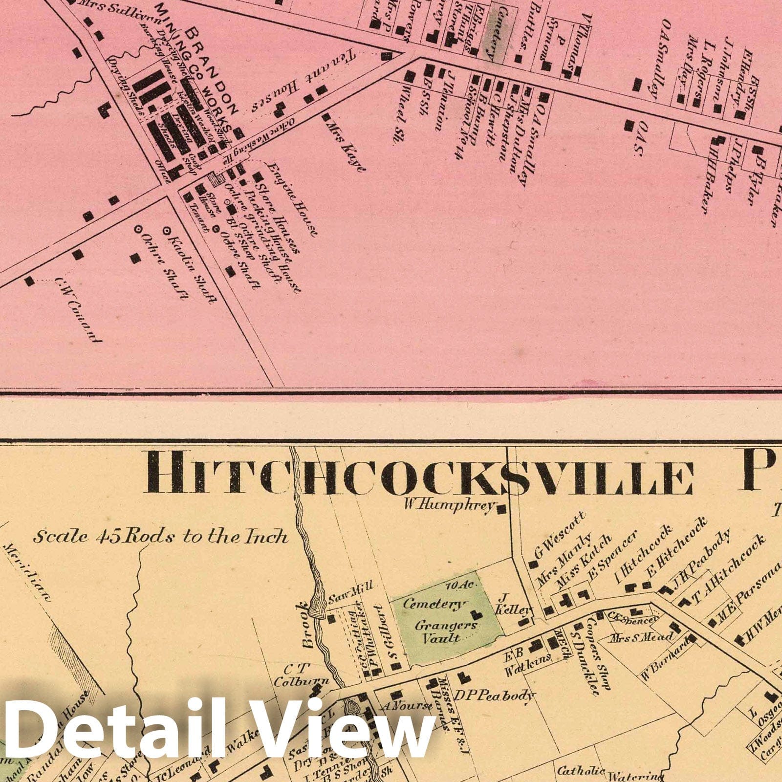 Forest Dale & Pittsford Township, Rutland County Vermont Property Map 1869