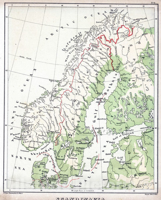 Historic Map : 1880 Scandinavia. v1 - Vintage Wall Art