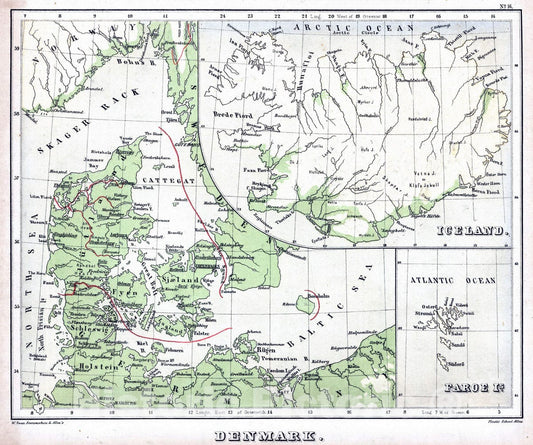 Historic Map : 1880 Iceland. Faroe Is. Denmark. v2 - Vintage Wall Art