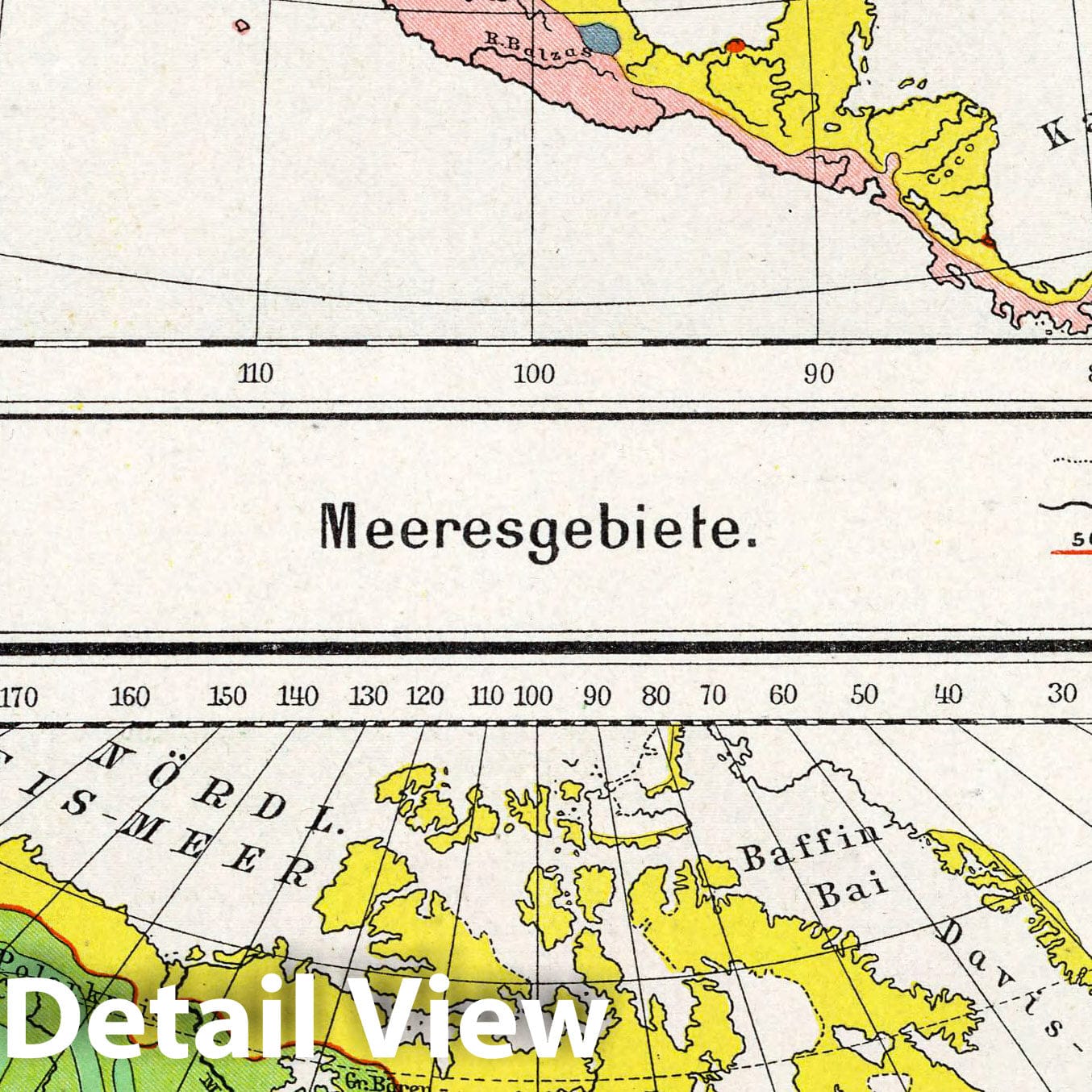 North America - Ocean and Vegetation Regions, 1896 - Historical Map Print