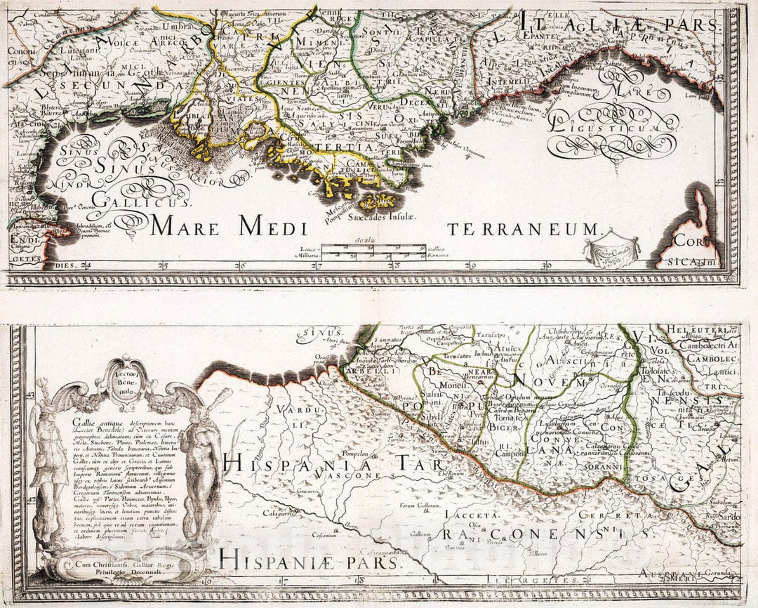 Historic Map : 1697 Map of the Geography of Ancient France v2 - Vintage Wall Art