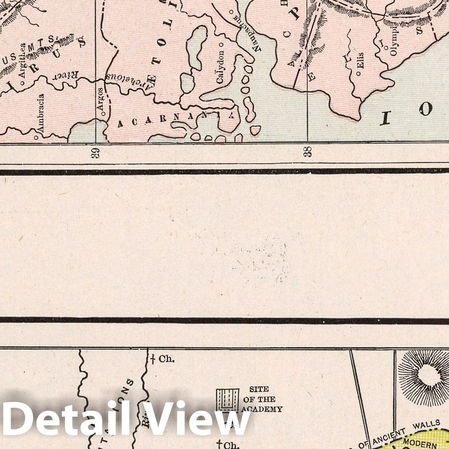Ancient Greece with Athens, 1901 - Historical Map Print