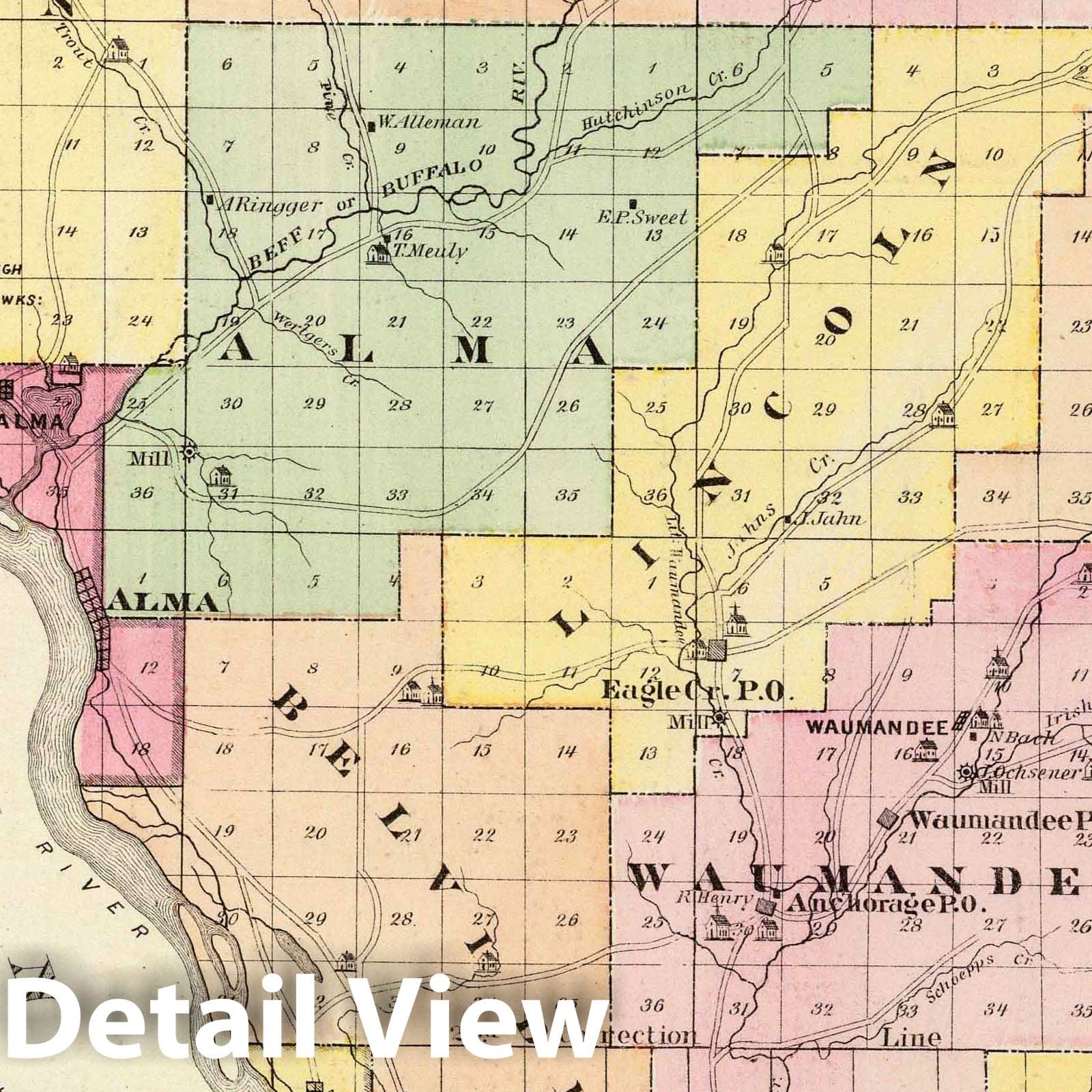 Buffalo County and Alma, Wisconsin - Geologic Map, 1878