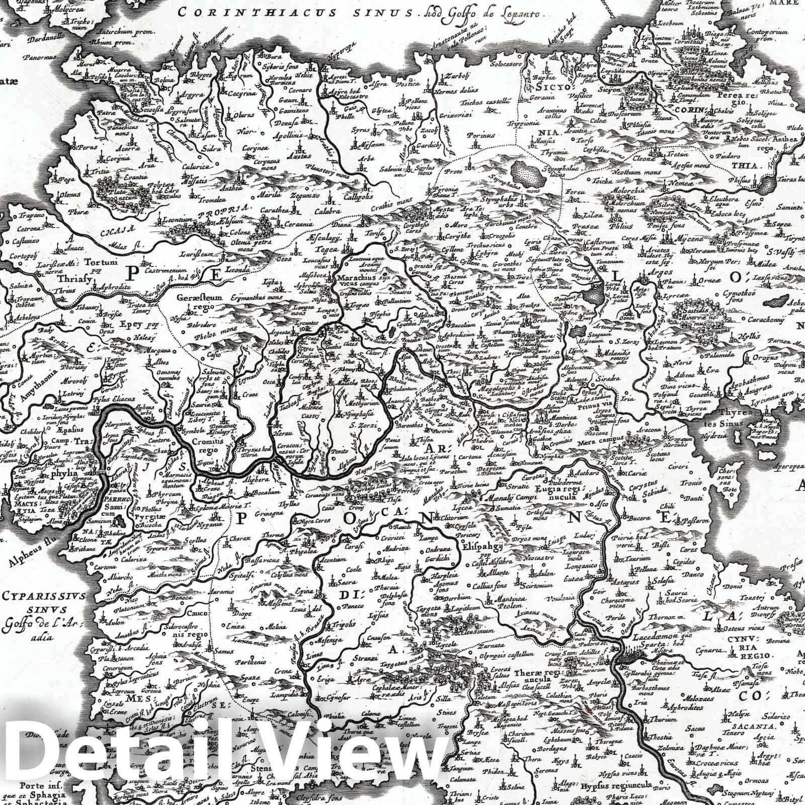 Peloponnesus, Greece 1650 Nautical Map - Jansson Sea Atlas Reproduction