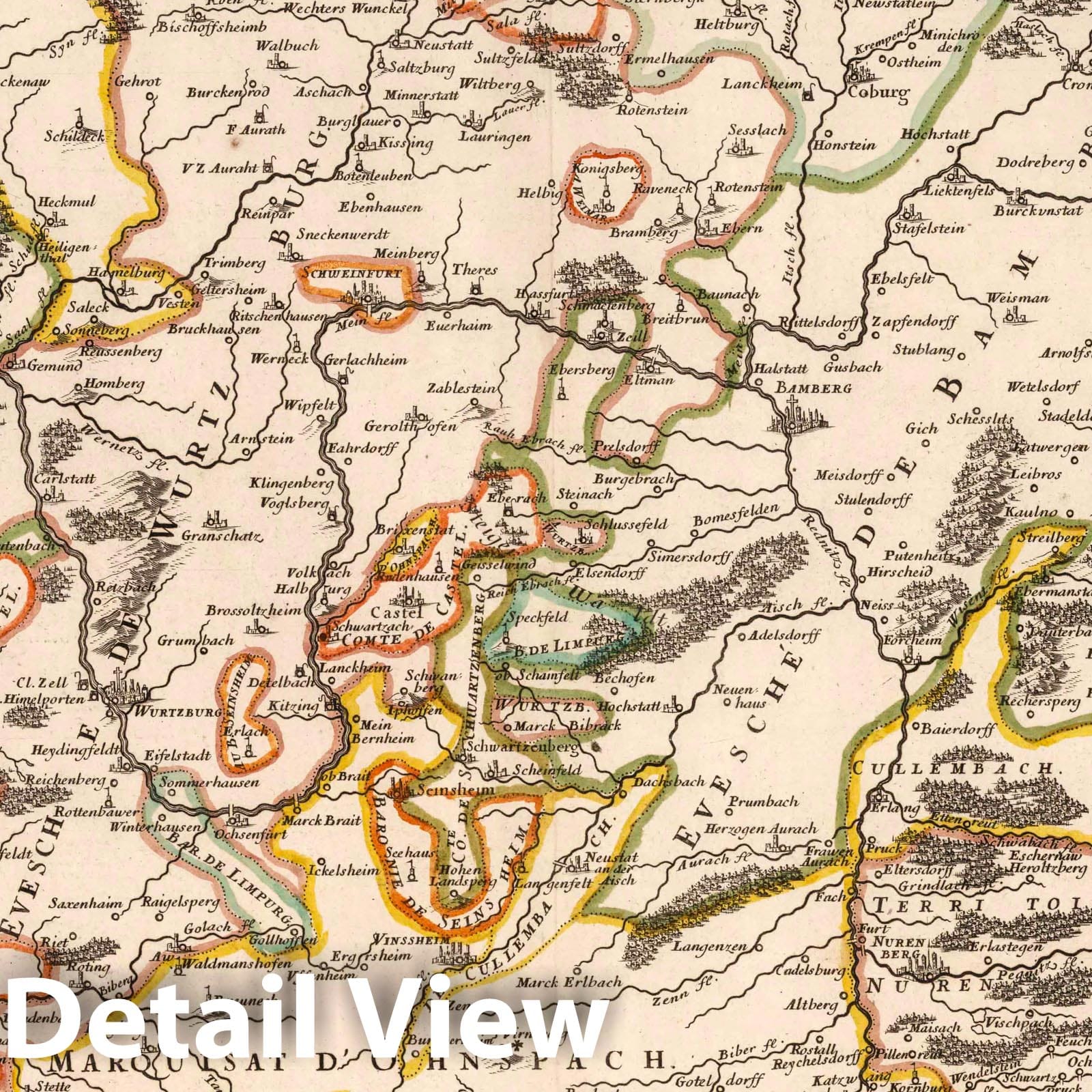 Franconia, Germany 1669 Historical Map Print