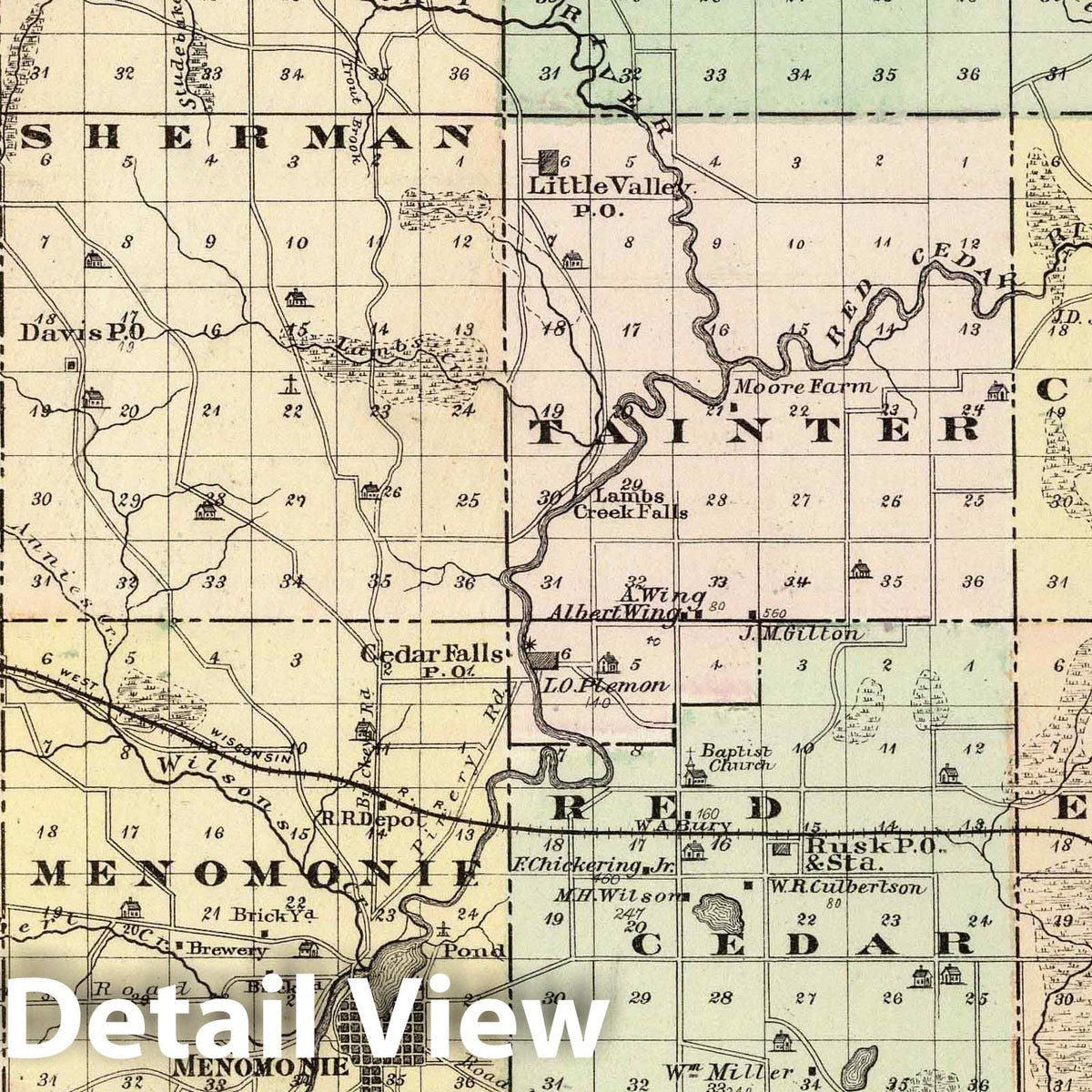 Dunn County, Wisconsin - Geologic Map, 1878 - Historical Atlas Print