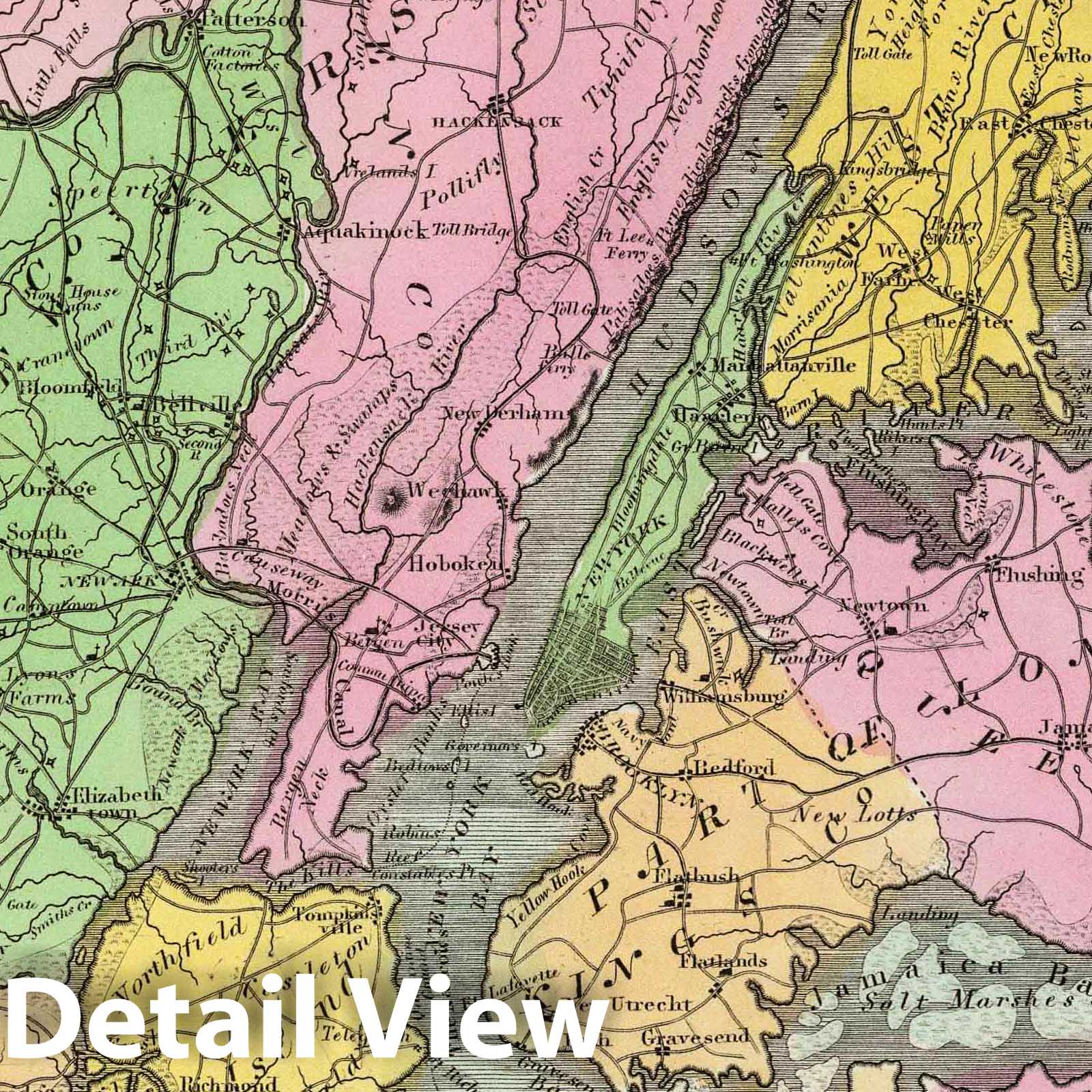 New York and Surrounding Country, 1835 - Historical Map Print