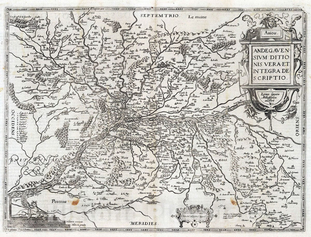 Historic Map : Anjou , France 1632 Aniou. Andegavensium Ditionis Vera et Integra de Scriptio. , Vintage Wall Art