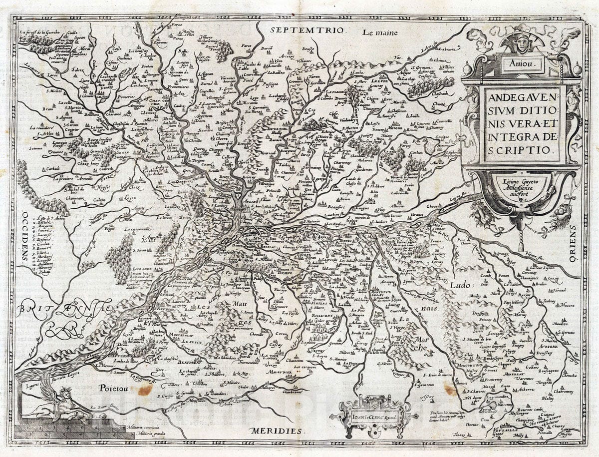 Historic Map : Anjou , France 1632 Aniou. Andegavensium Ditionis Vera et Integra de Scriptio. , Vintage Wall Art