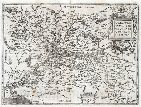 Historic Map : Anjou , France 1632 Aniou. Andegavensium Ditionis Vera et Integra de Scriptio. , Vintage Wall Art