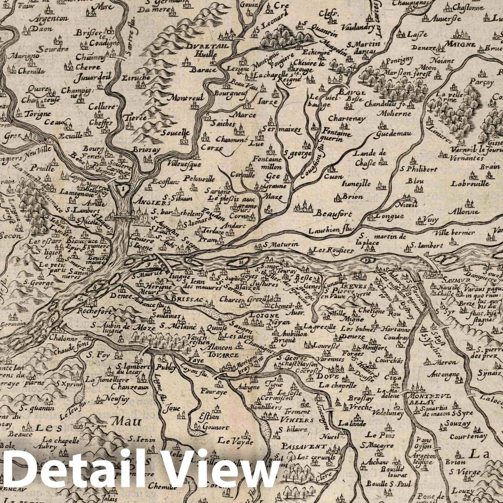 Anjou (France) 1632 Historical Map Print