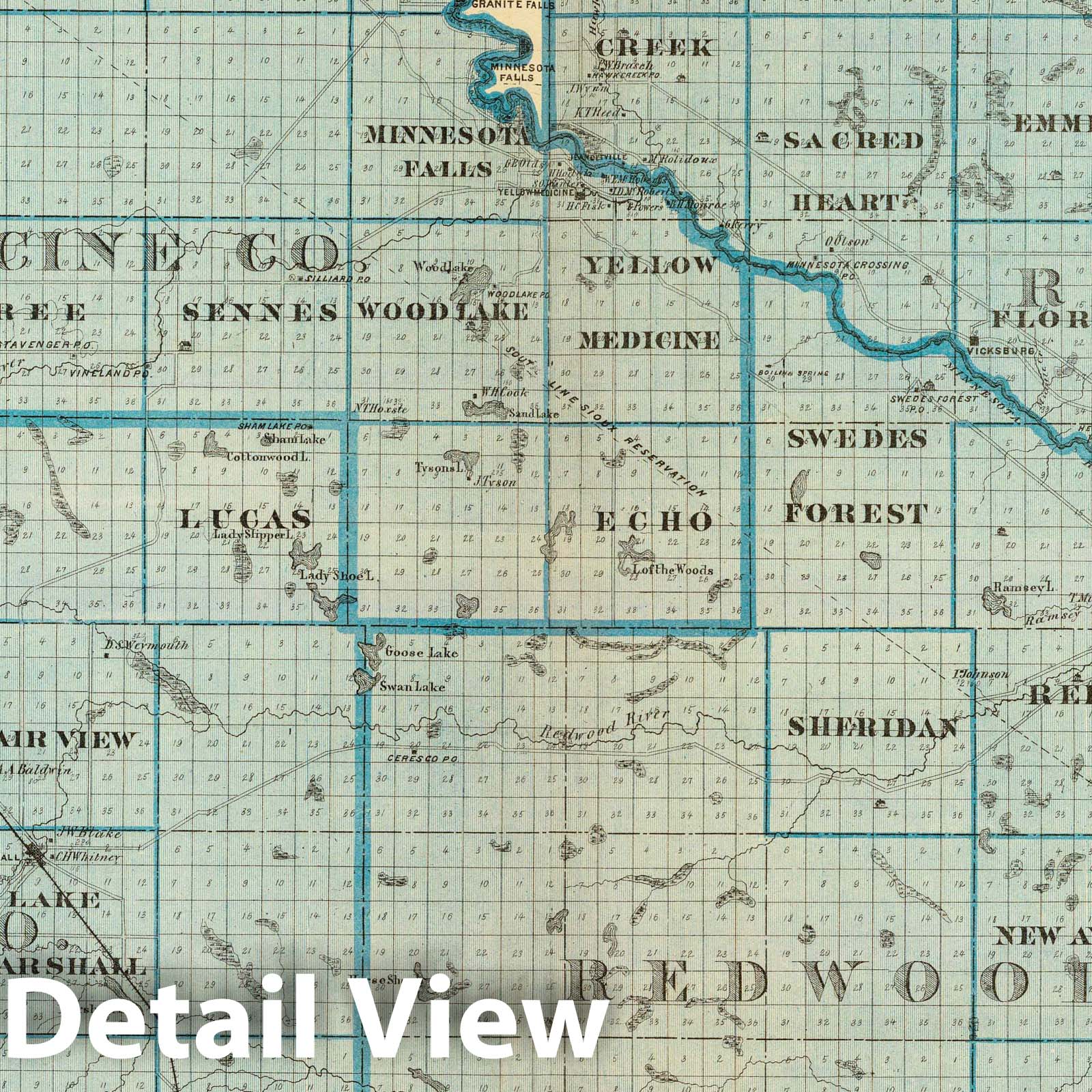 Renville, Redwood, Yellow Medicine, Lincoln and Lyon Counties, Minnesota - Railroad Map, 1874