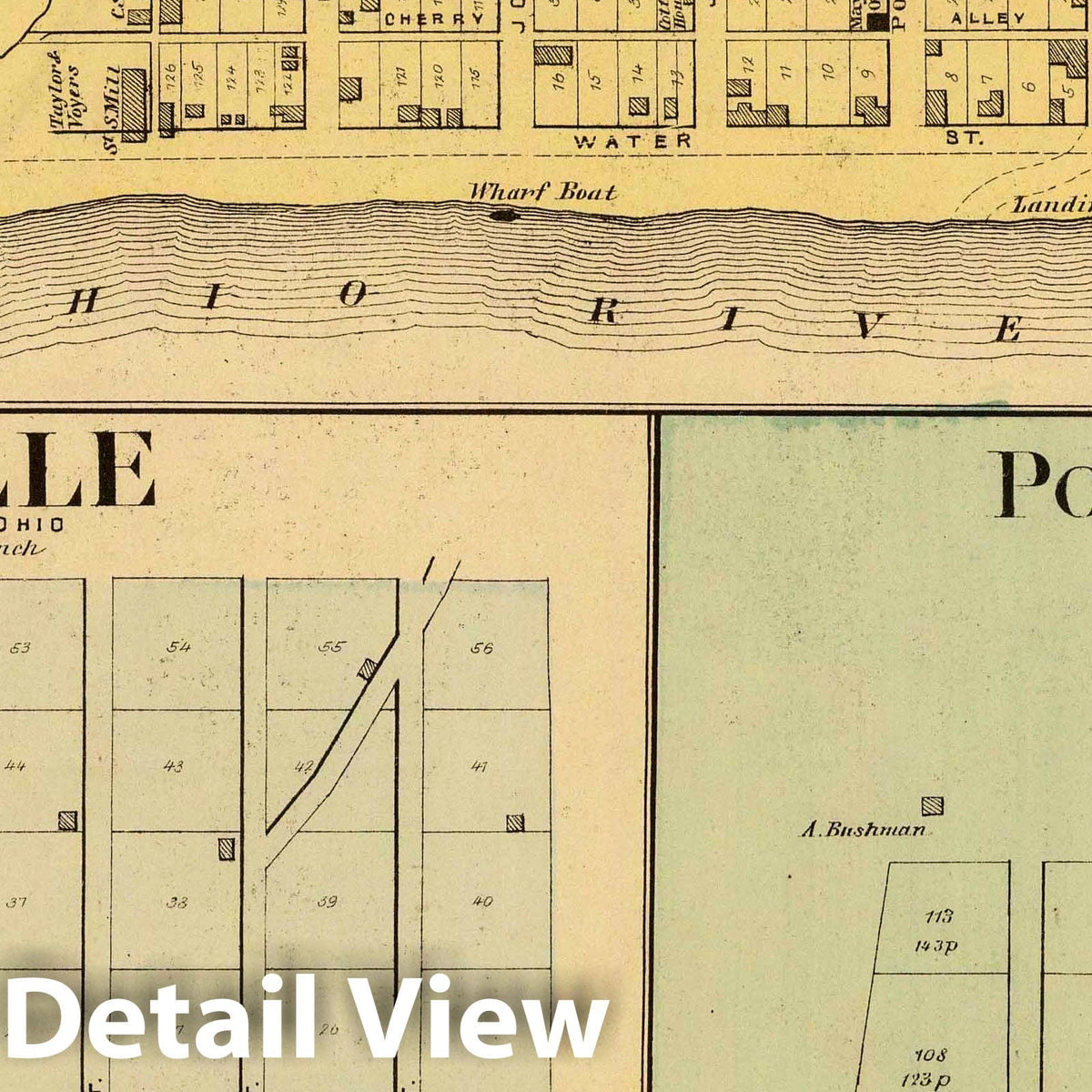 Higginsport, Neville, and Point Pleasant, Ohio - River Map, 1877