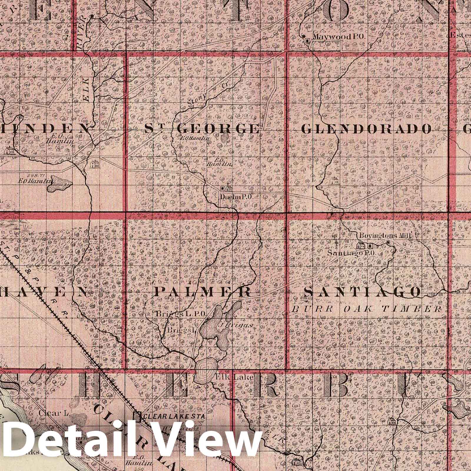 Sherburne, Benton, and Mille Lacs Counties, Minnesota - Railroad Map, 1874