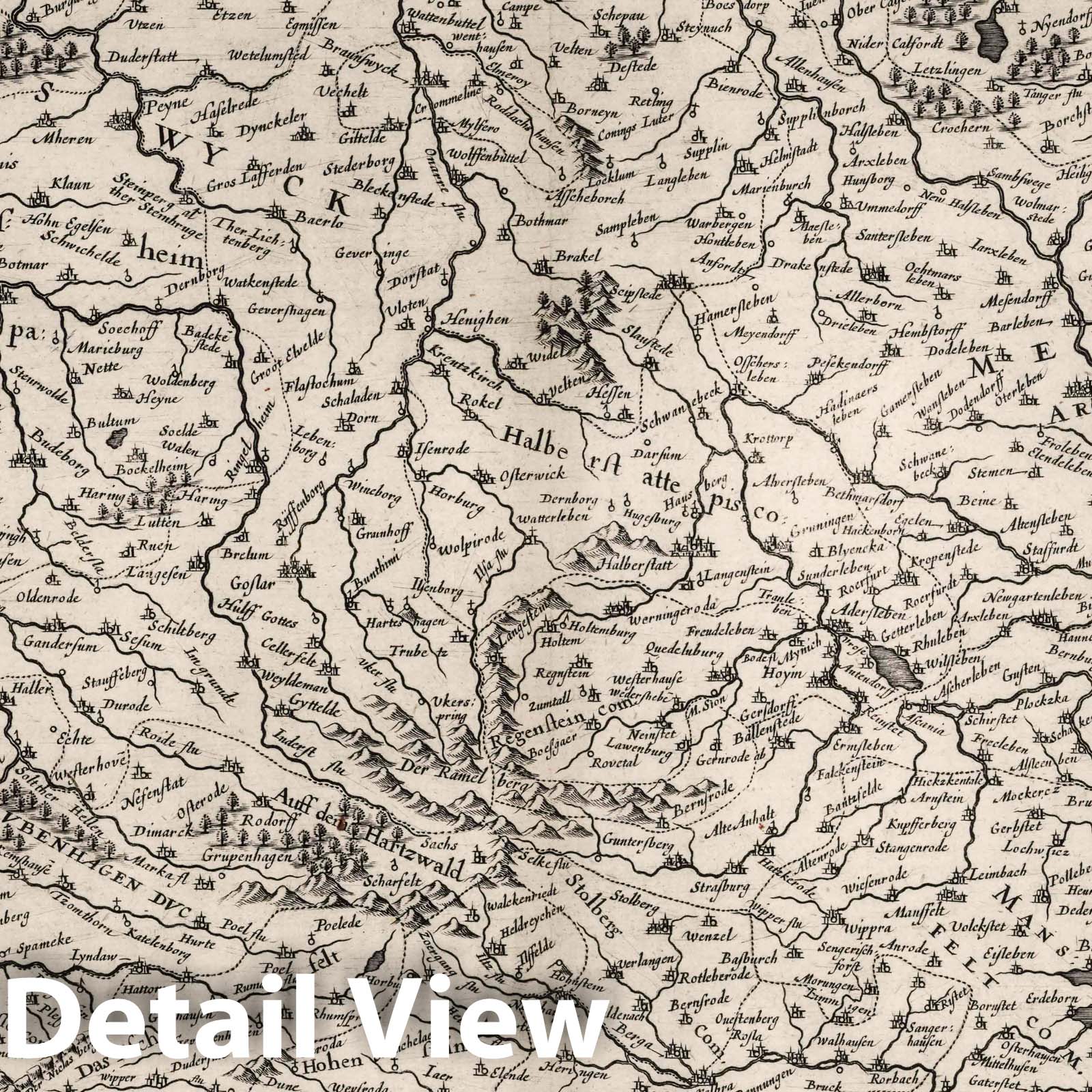 Brunswick and Magdeburg Region, Saxony, 1630 - Historical Map Print