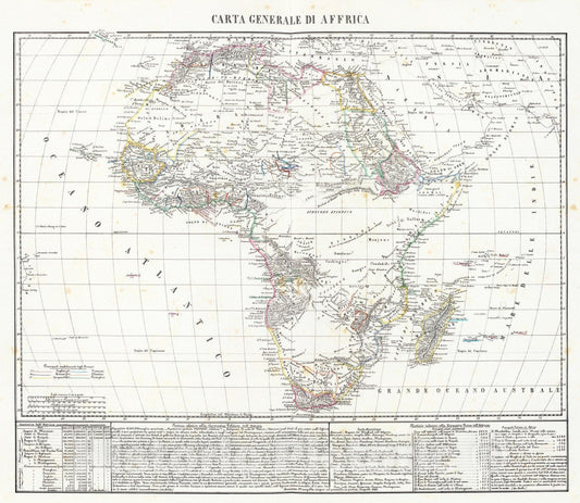 Historic Map : 1843 Carta generale di Affrica. - Vintage Wall Art