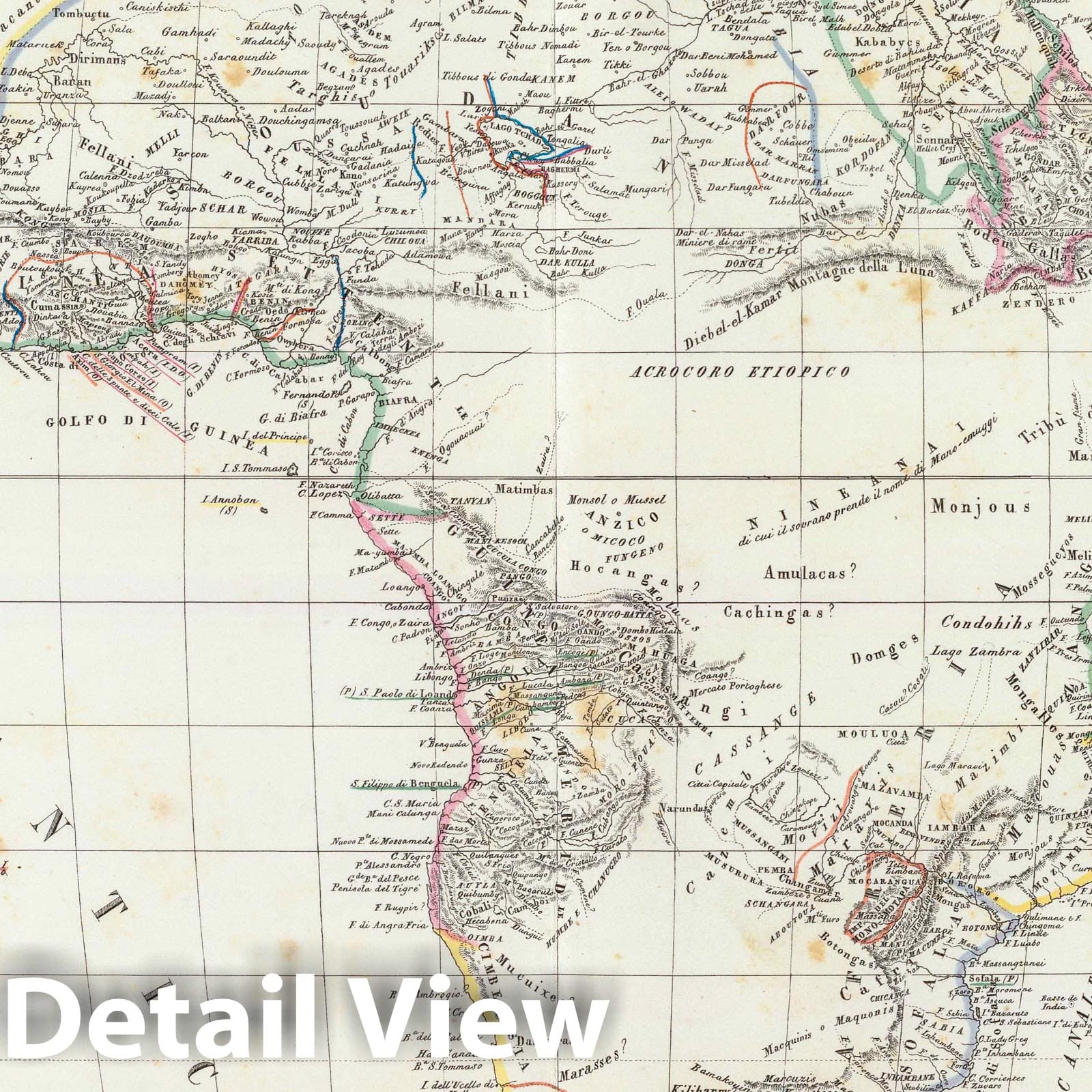 Africa, 1843 - Historical Map Print by Benedetto Marzolla