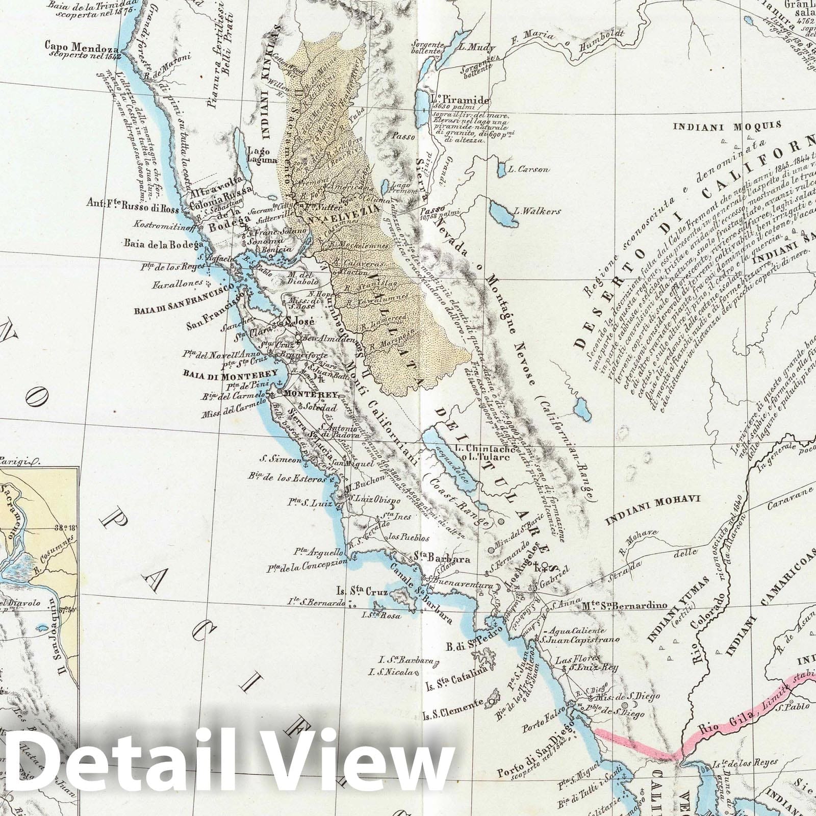 Northern California with Monterey and San Francisco Bays, 1851 - Historical Map Print