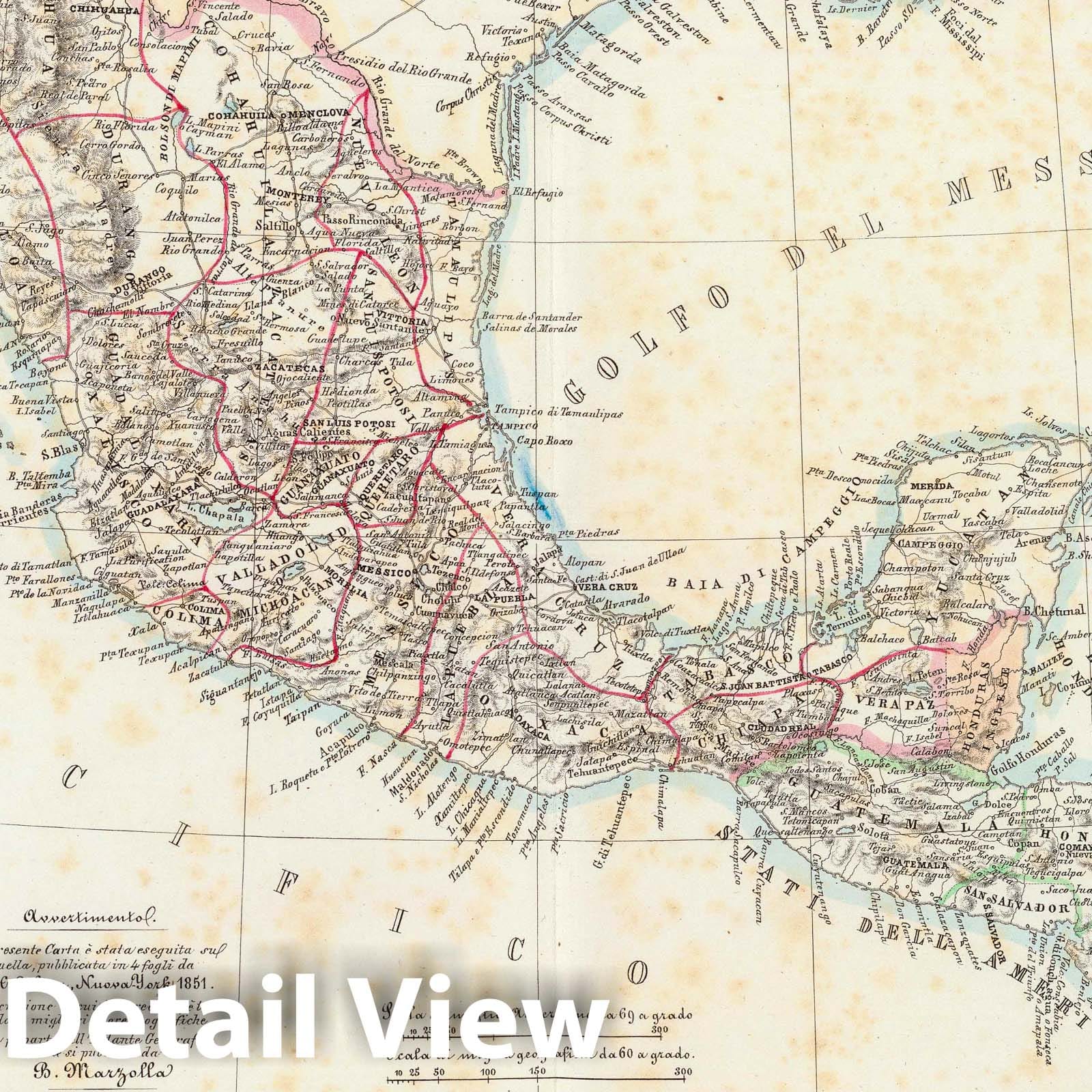Mexico, Central America, and Panama, 1854 - Historical Map Print