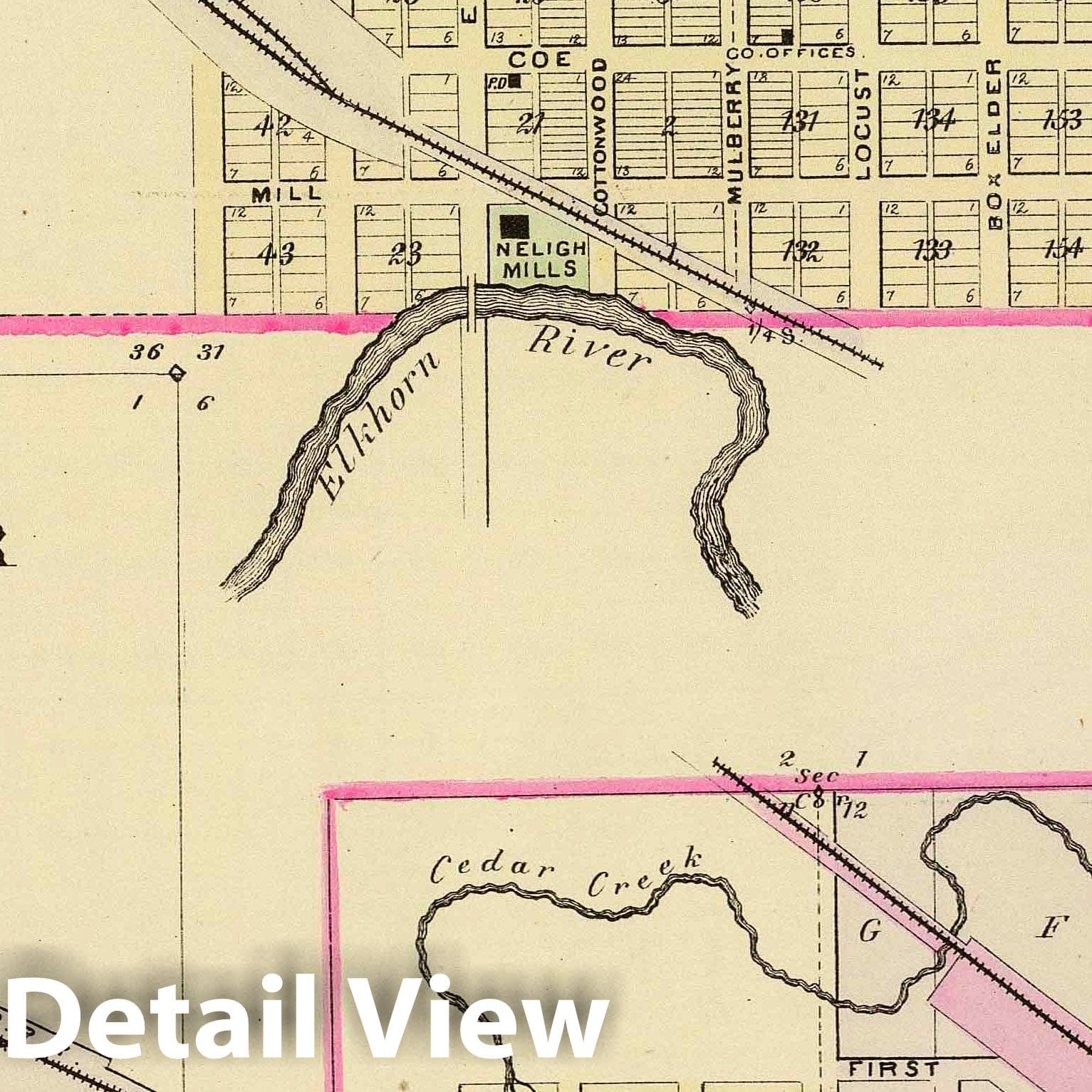 Neligh, Oakdale, and Clearwater, Antelope County, Nebraska 1885 Historical Map Print