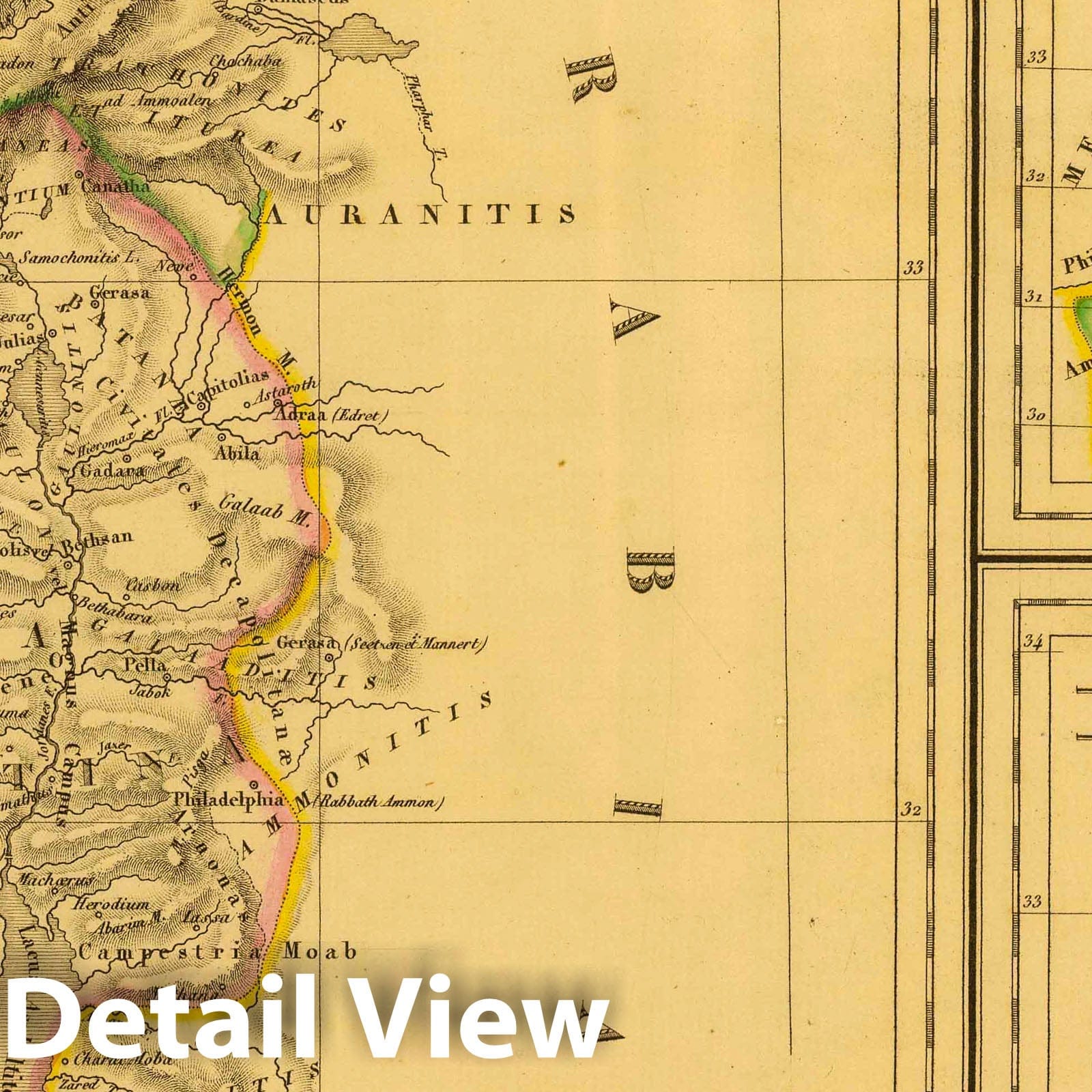 Ancient Palestine: Kingdom of Israel, Twelve Tribes - River Map, 1837 - Historical Map Print