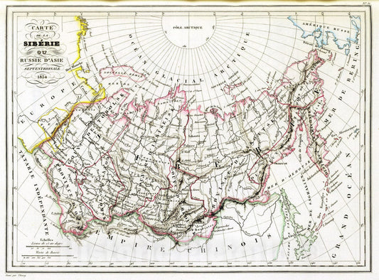 Historic Map : Russian Federation, 1837 Siberie. , Vintage Wall Art