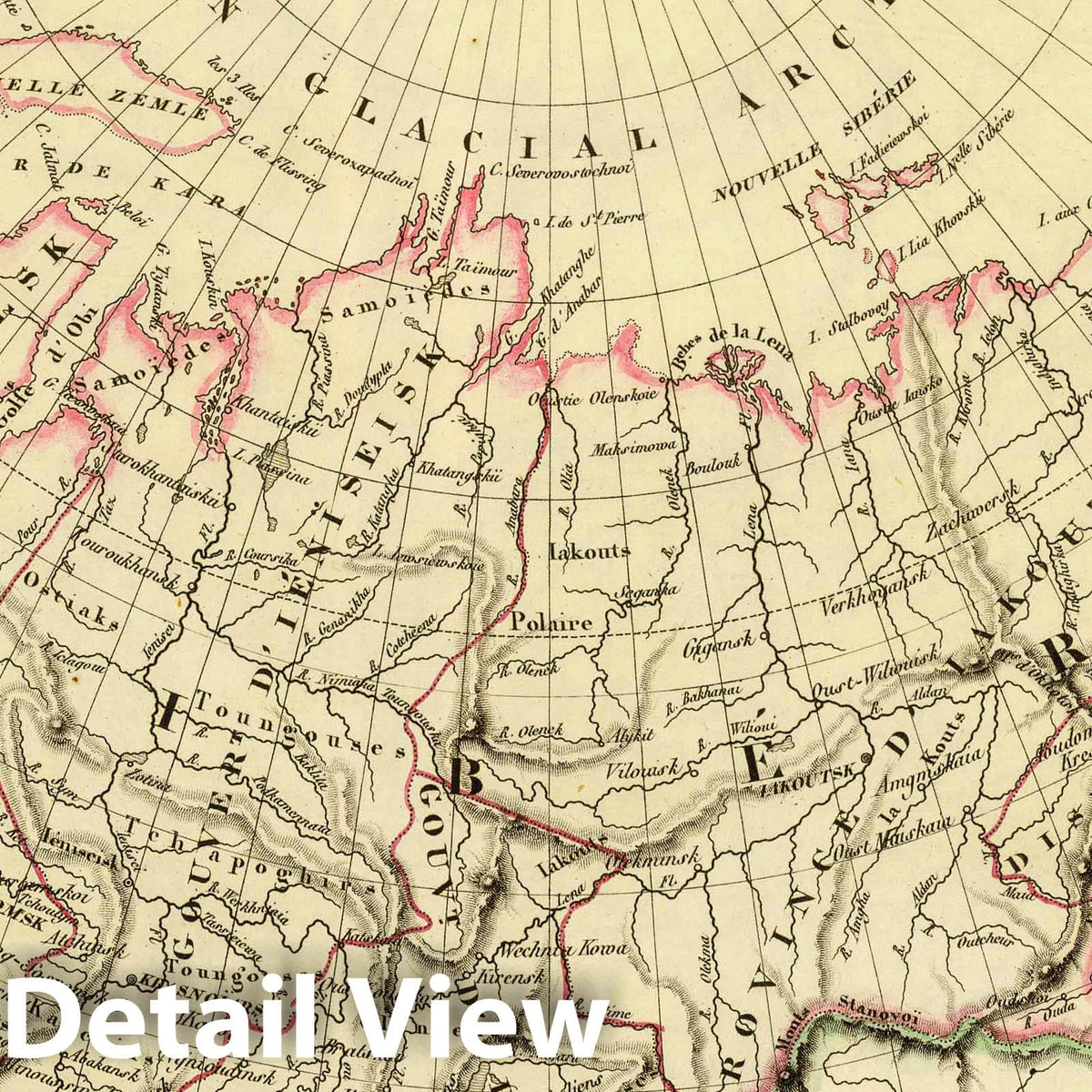 Northern Siberia - River Map, 1837 - Historical Map Print