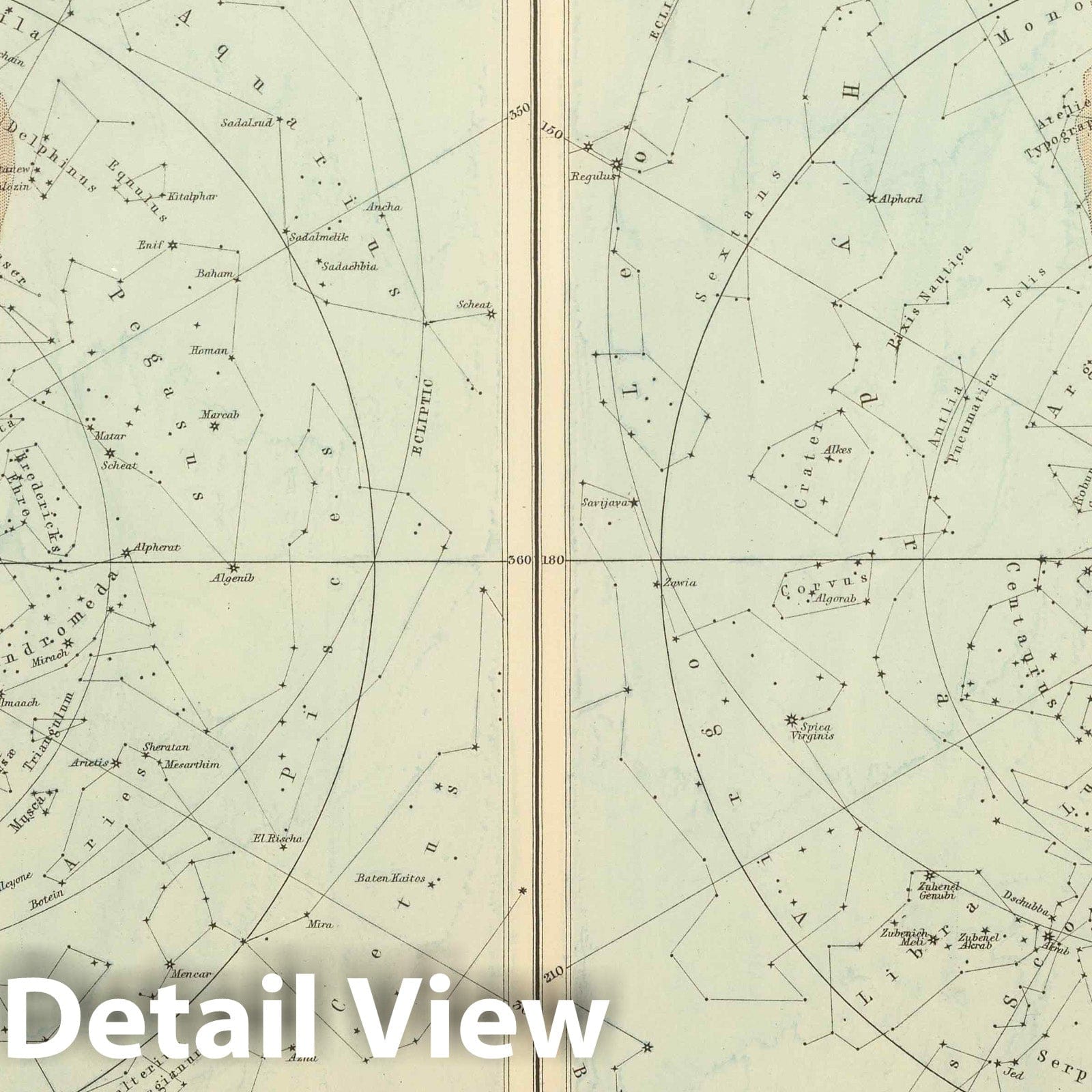 Celestial Hemispheres - Celestial Map, 1854 - Historical Map Print