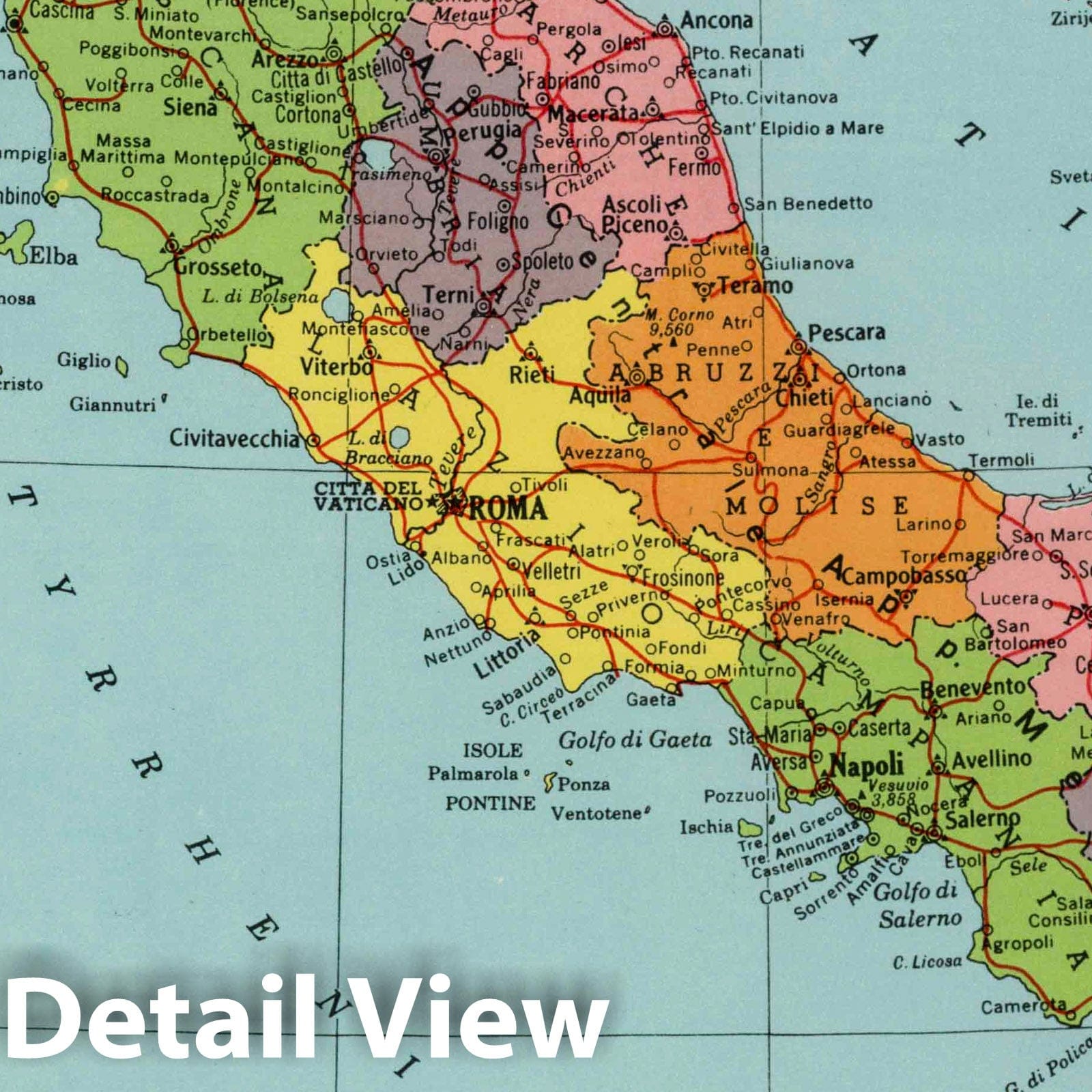 Italy - Physical Map, 1948 - Hammond's New World Atlas