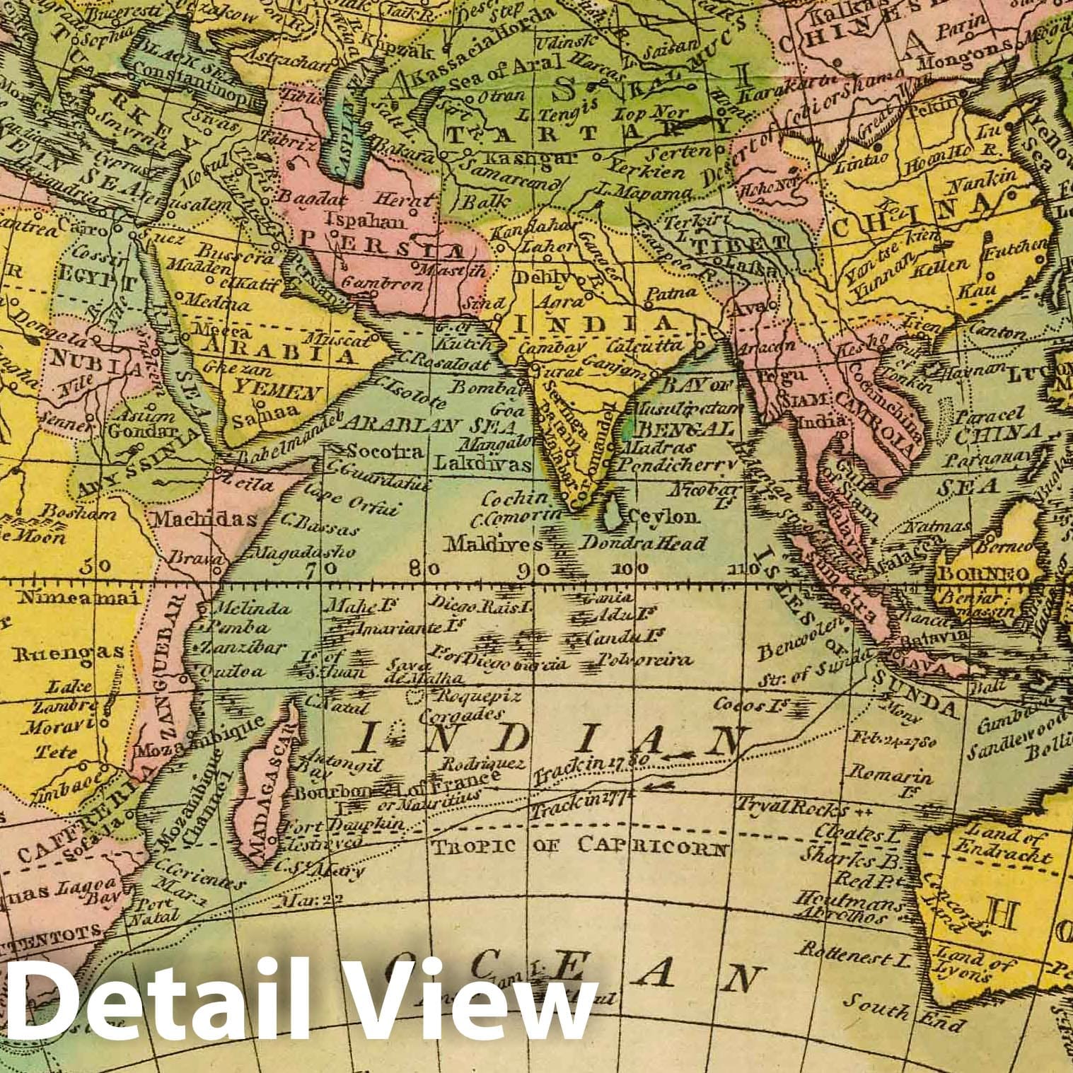 Eastern Hemisphere - River Map, 1811 - Historical Map Reproduction