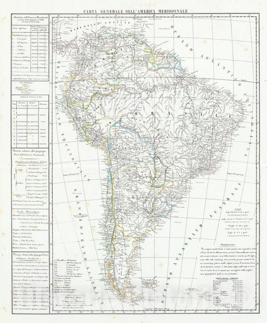 Historic Map : 1842 Carta generale dell'America Meridionale. - Vintage Wall Art