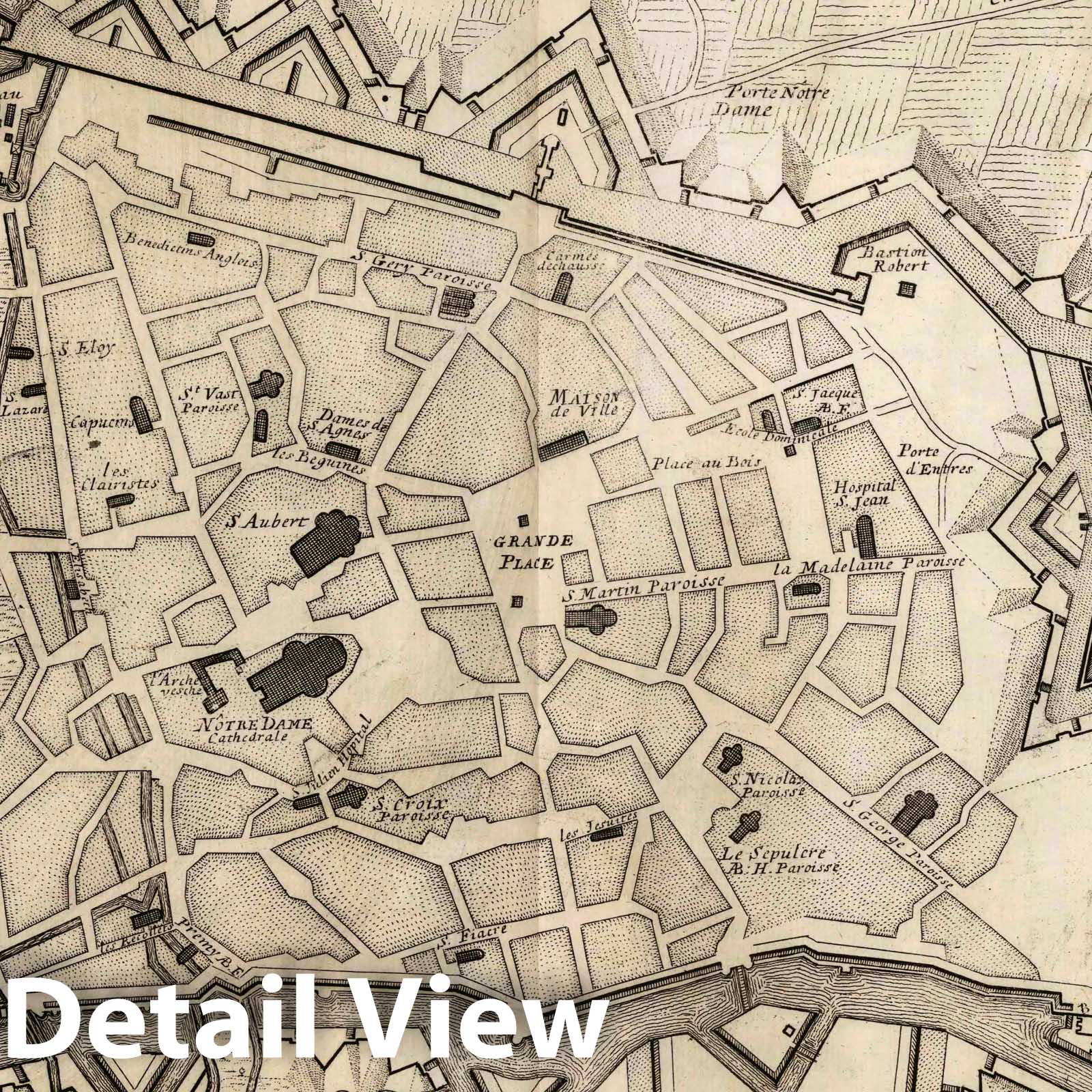 Cambrai, France - Plan No. 71, 1710 - Historical Military Map Print