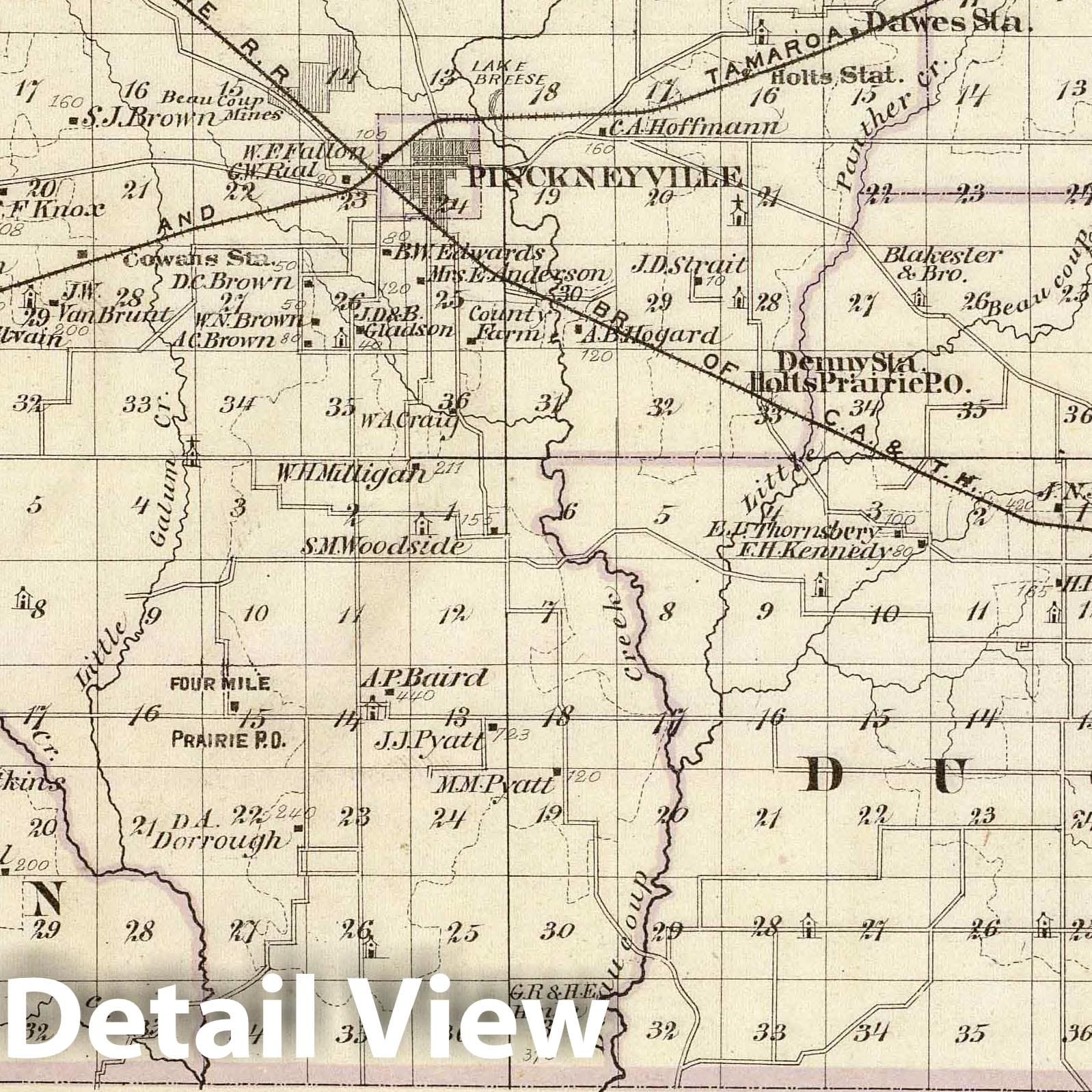 Perry County with Nashville and Carmi, Illinois - Railroad Map, 1876