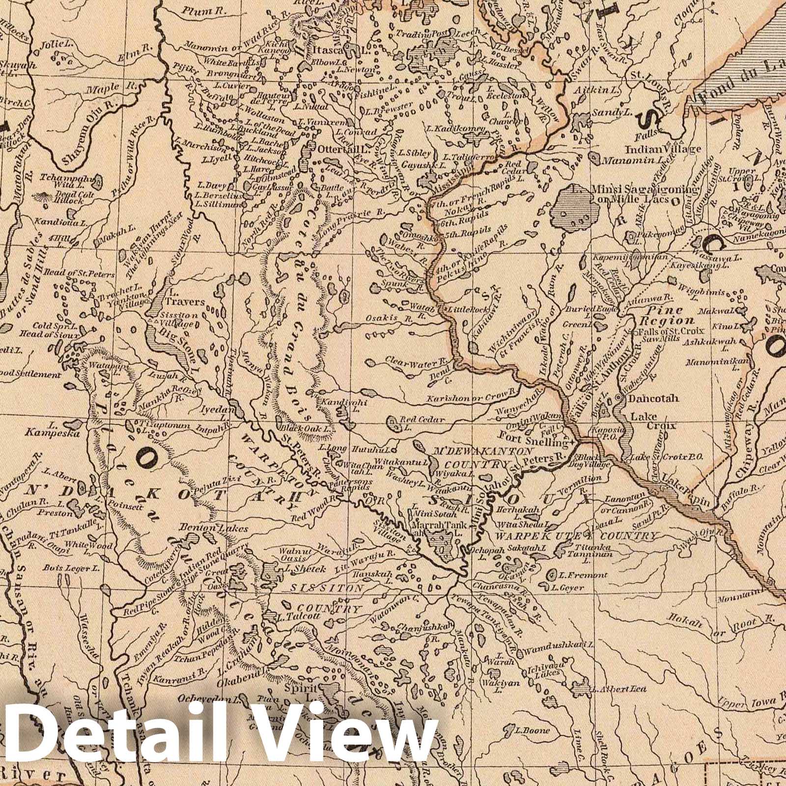 Iowa and Wisconsin - River Map, 1845 - Historical Map Print