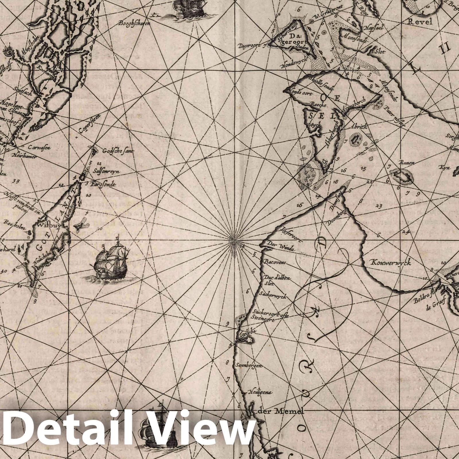 Baltic Sea - Nautical Chart, 1650 - Historical Map Print