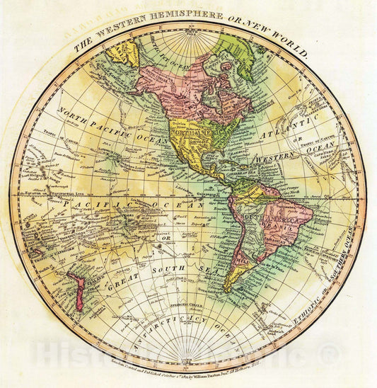 Historic Map : 1811 W. Hemisphere. - Vintage Wall Art