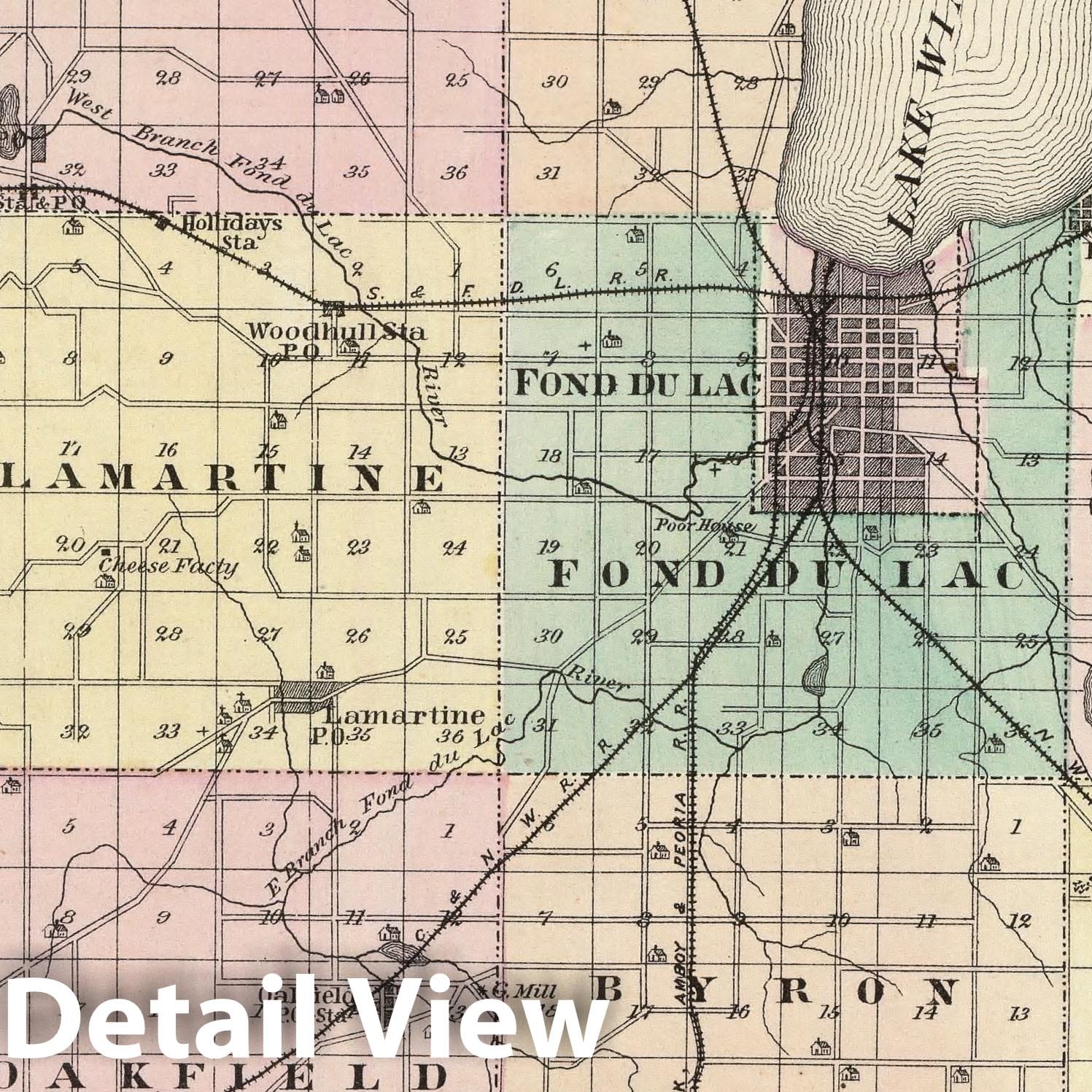 Historic Map : 1878 Map of Fond du Lac County, State of Wisconsin. - Vintage Wall Art