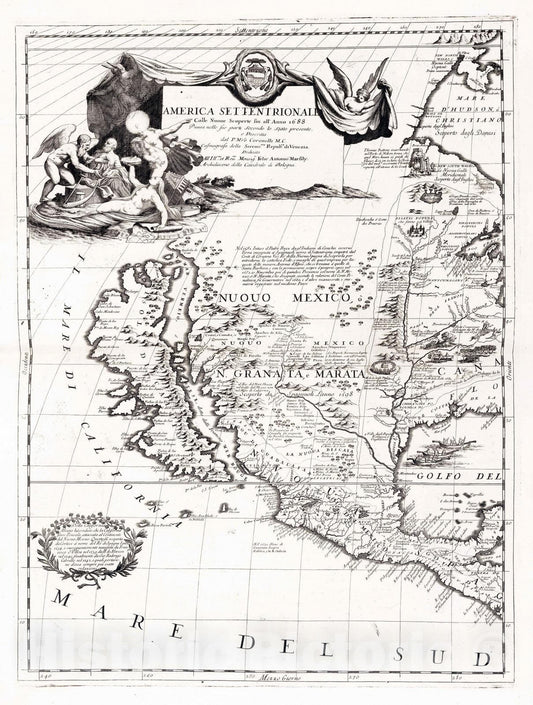 Historic Map : 1688 America Settentrionale (western sheet). - Vintage Wall Art