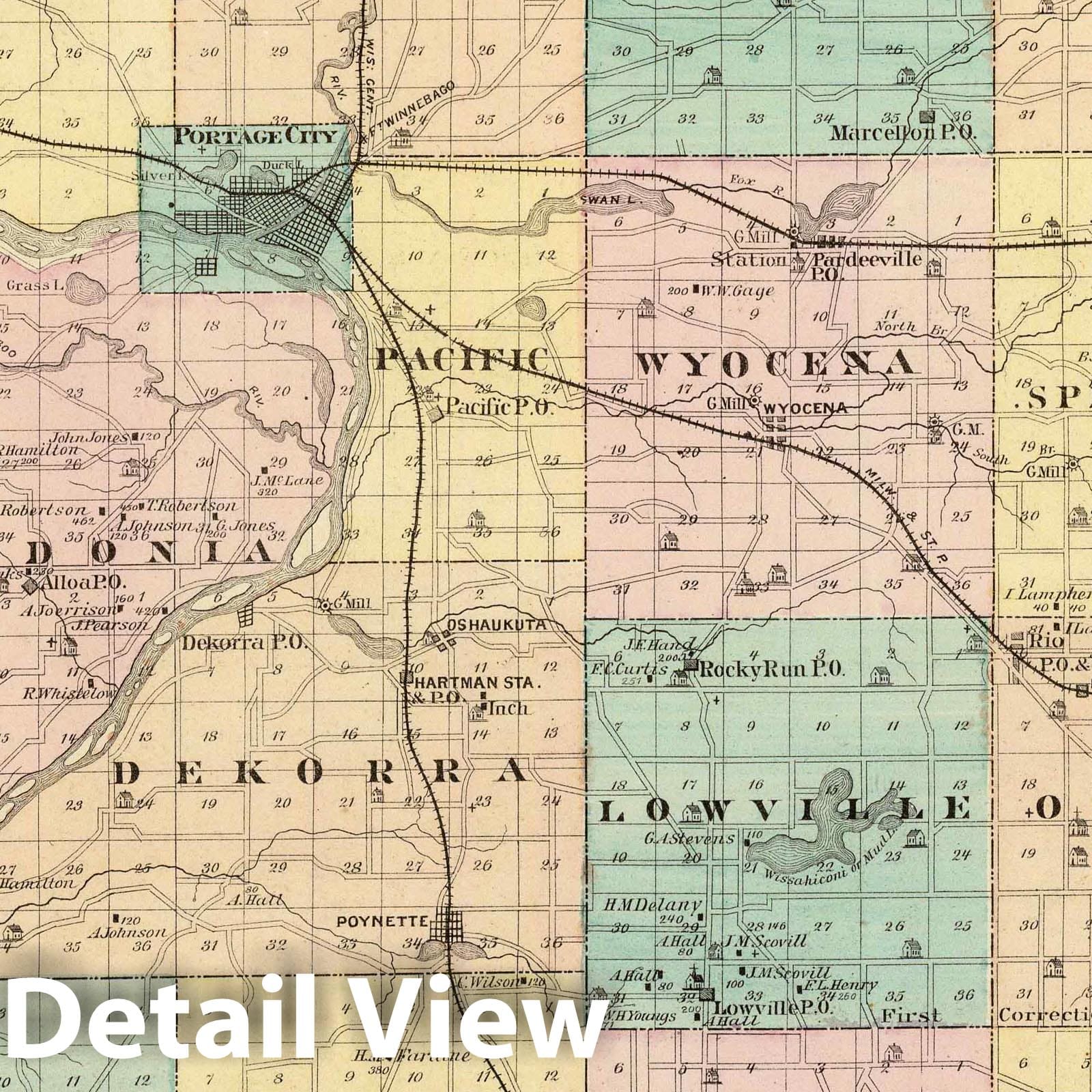 Columbia County Wisconsin - Geologic Map, 1878 - Historical Atlas Print