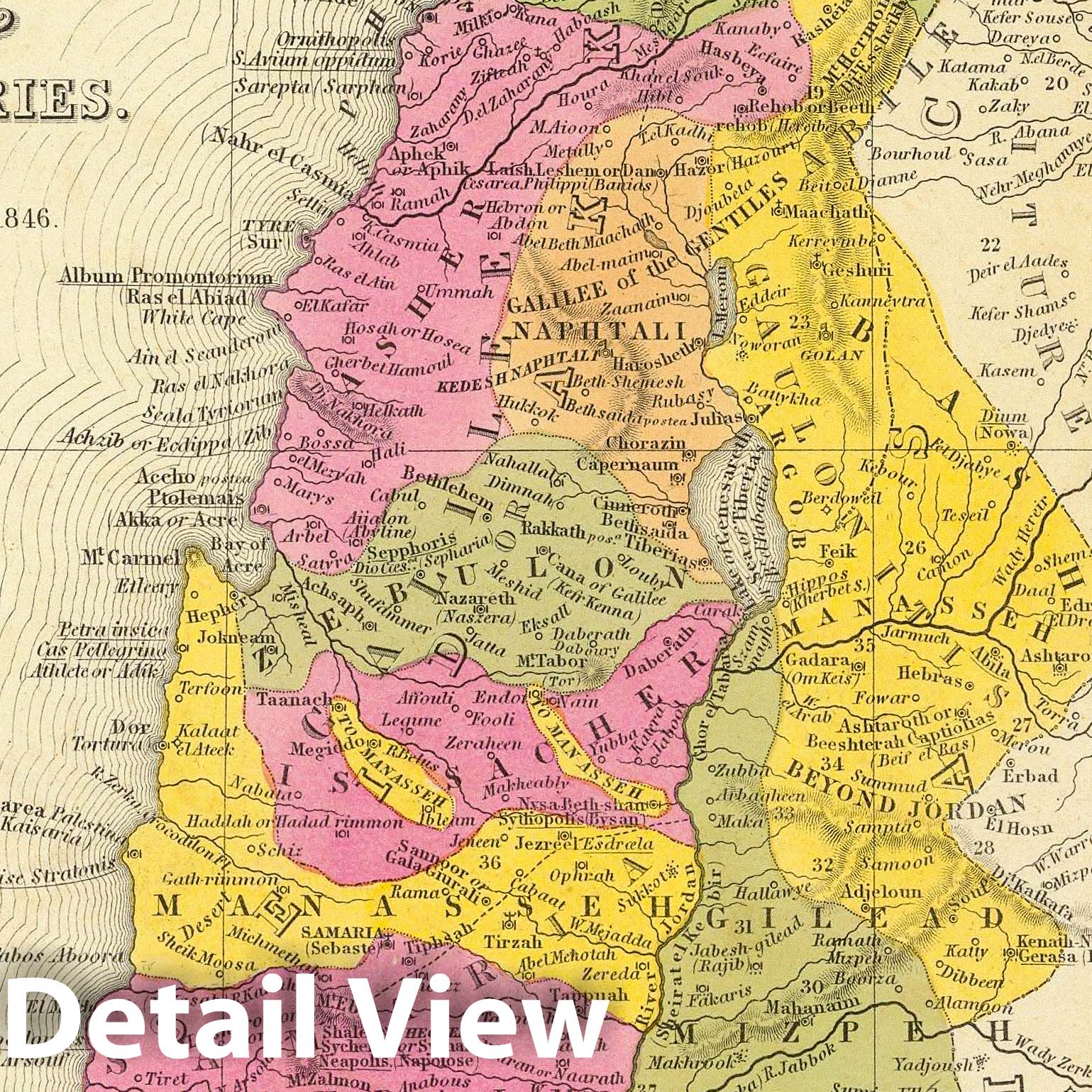 Palestine and Adjacent Countries with Jerusalem, 1846 - Historical Map Print