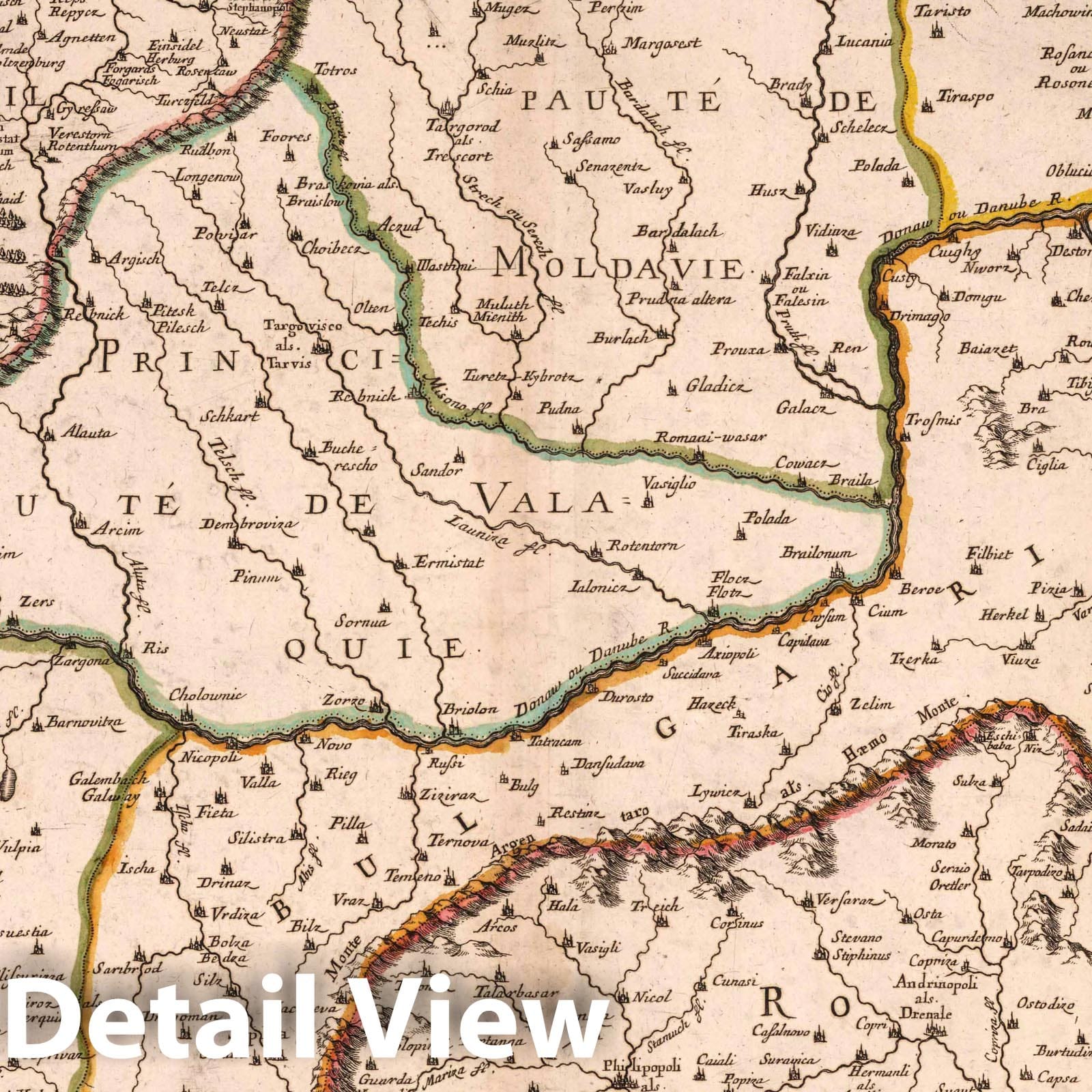 Cours du Danube (Heart of the Danube), 1665 - Historical Map Print